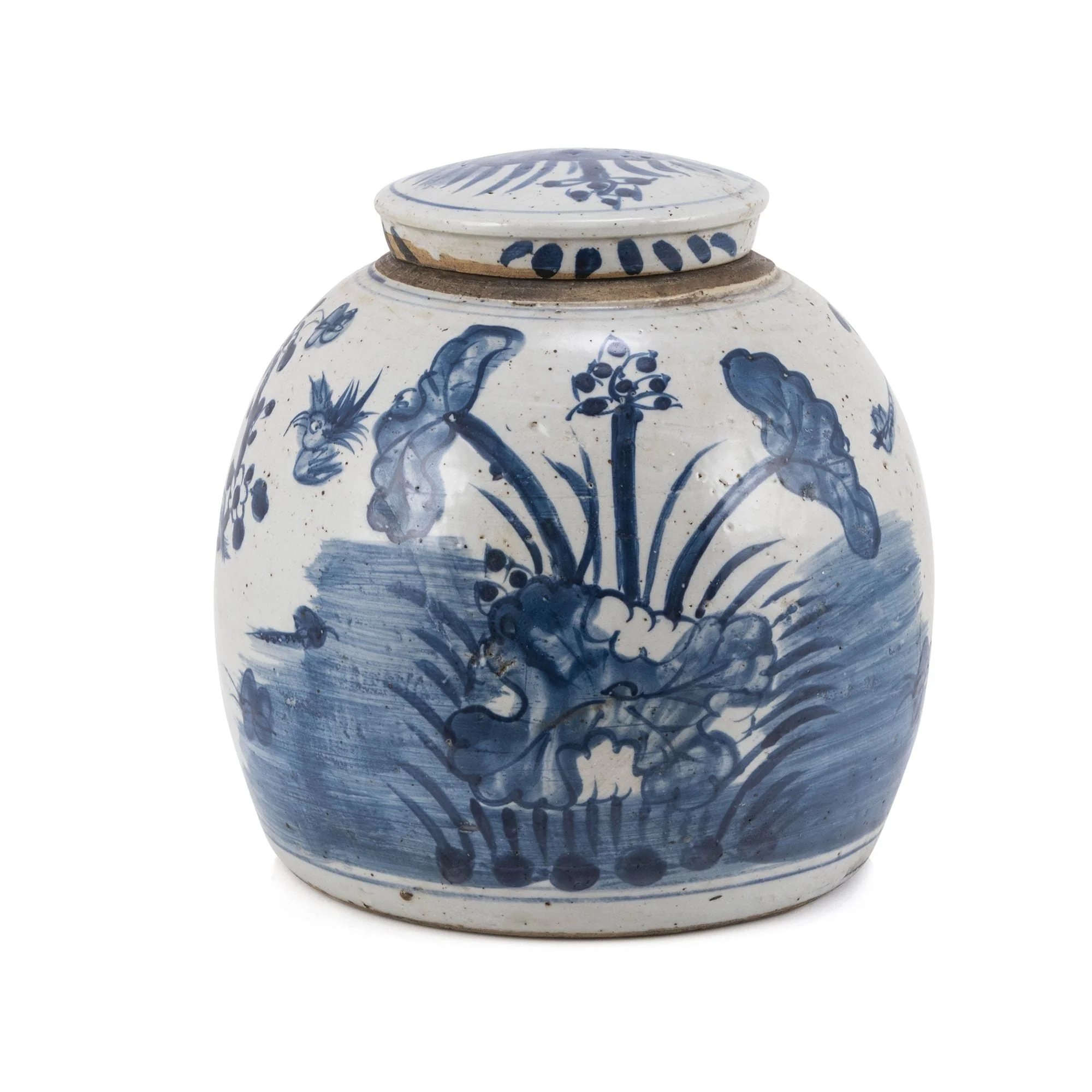 Legend of Asia Blue & White Vintage Ming Jar Plum Lily Pad Motif - Small