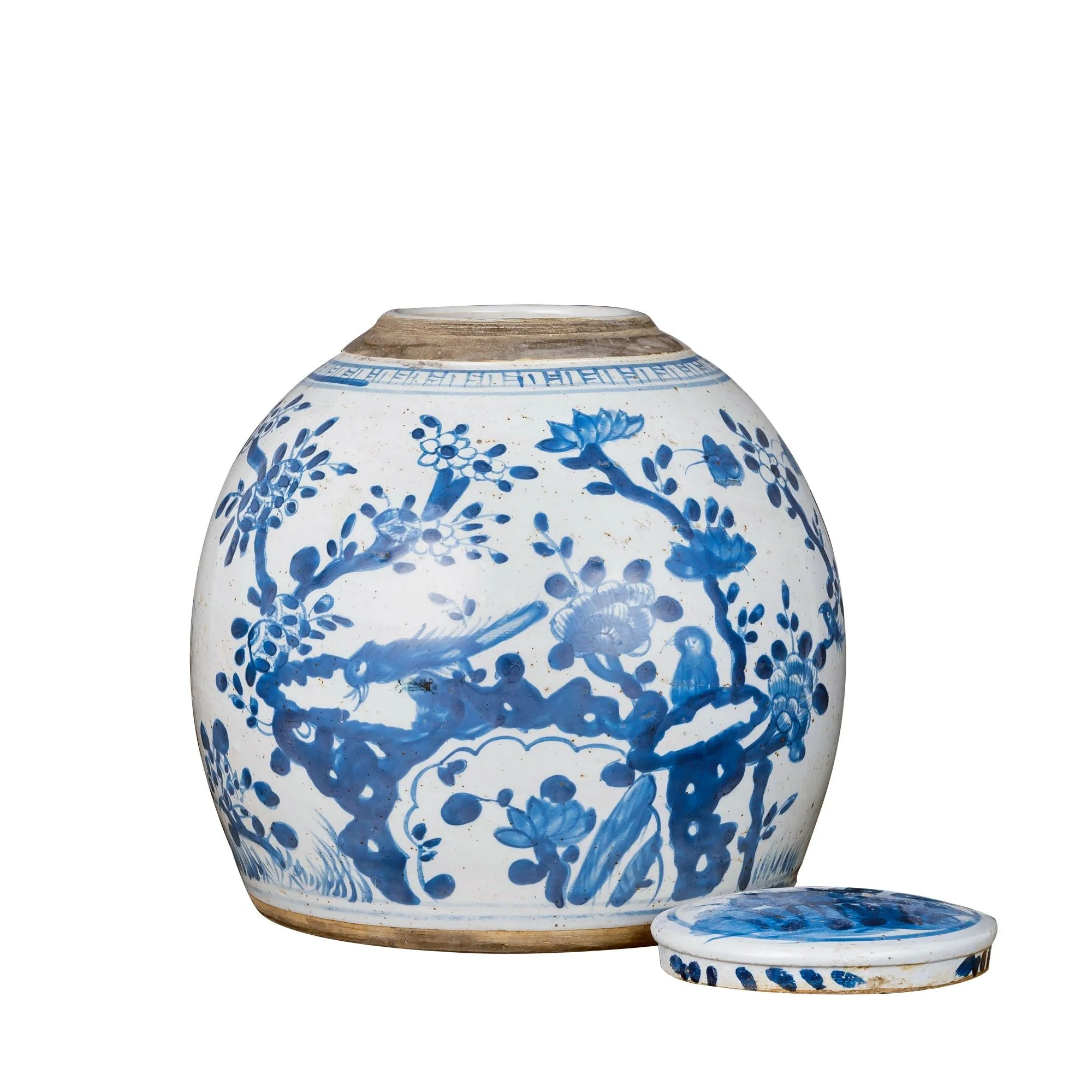 Legend of Asia Blue & White Vintage Ming Jar Plum Lily Pad Motif - Small - Image 5