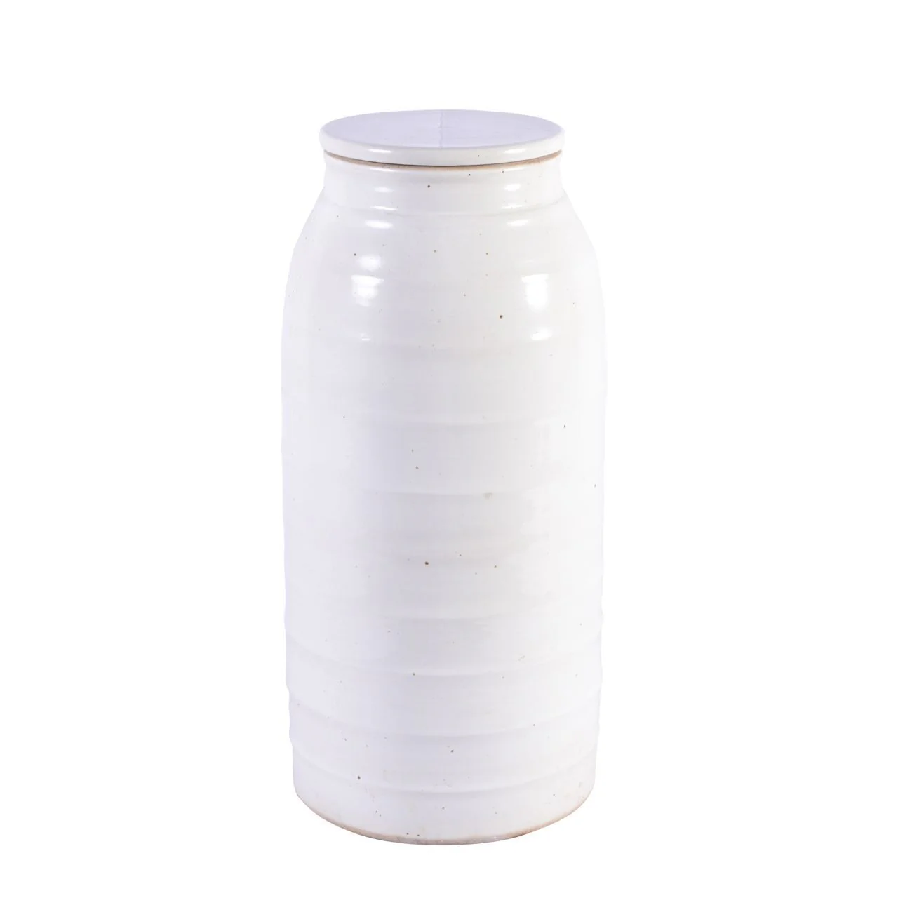 Legend of Asia Busan White Flat Lidded Jar Tall