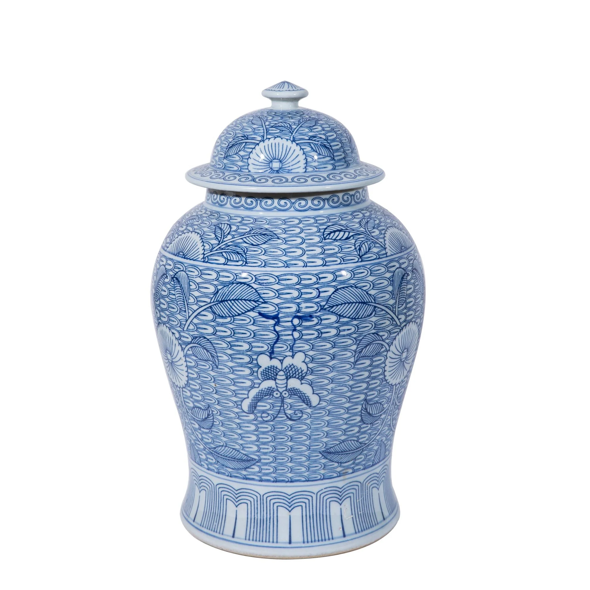 Legend of Asia BW Butterfly Leaf Temple Jar