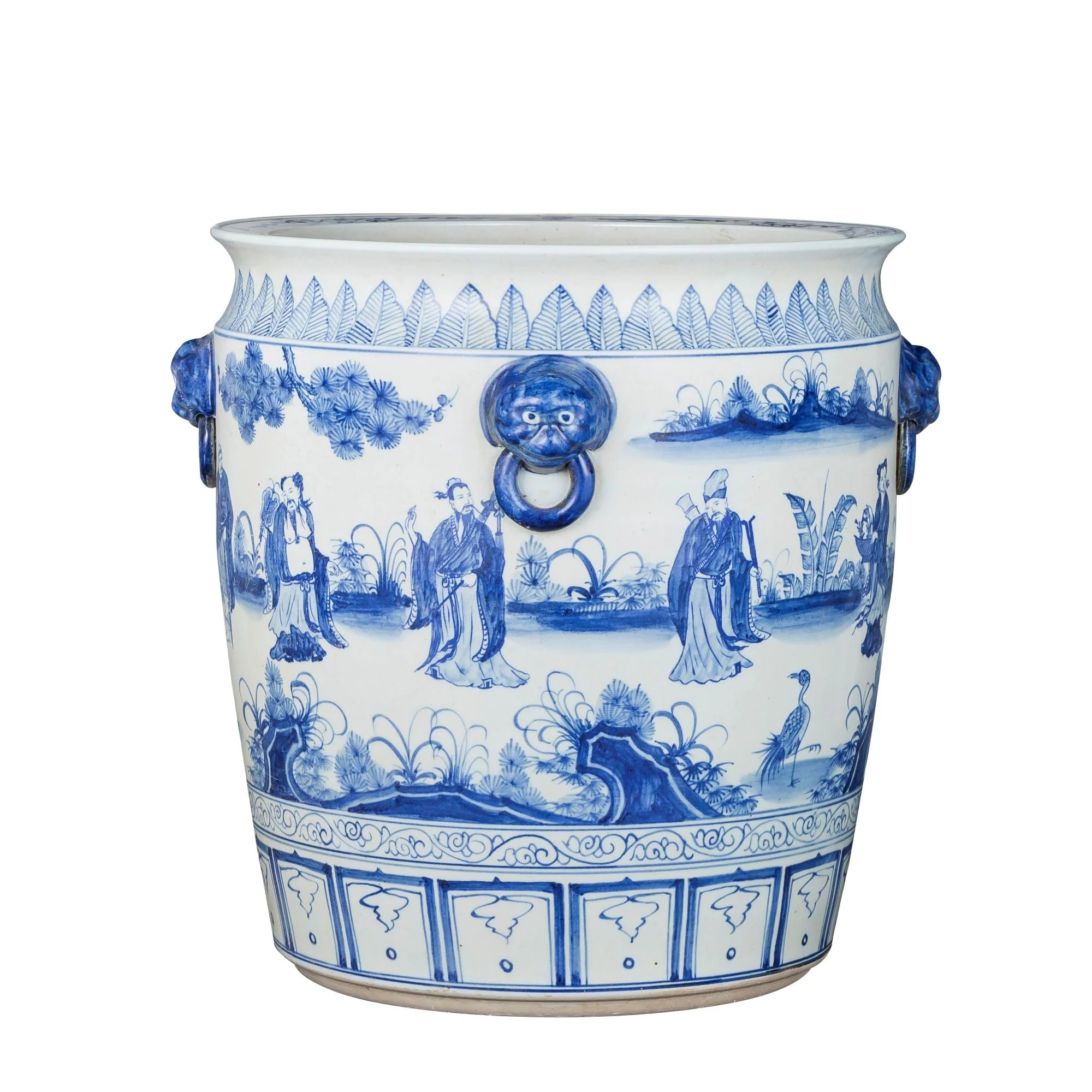 Legend of Asia BW Eight Immortals Planter With Lion Handle