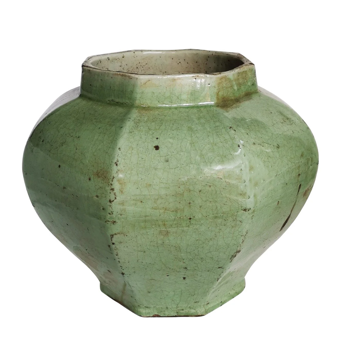Legend of Asia Celadon Crackle Octagonal Jar