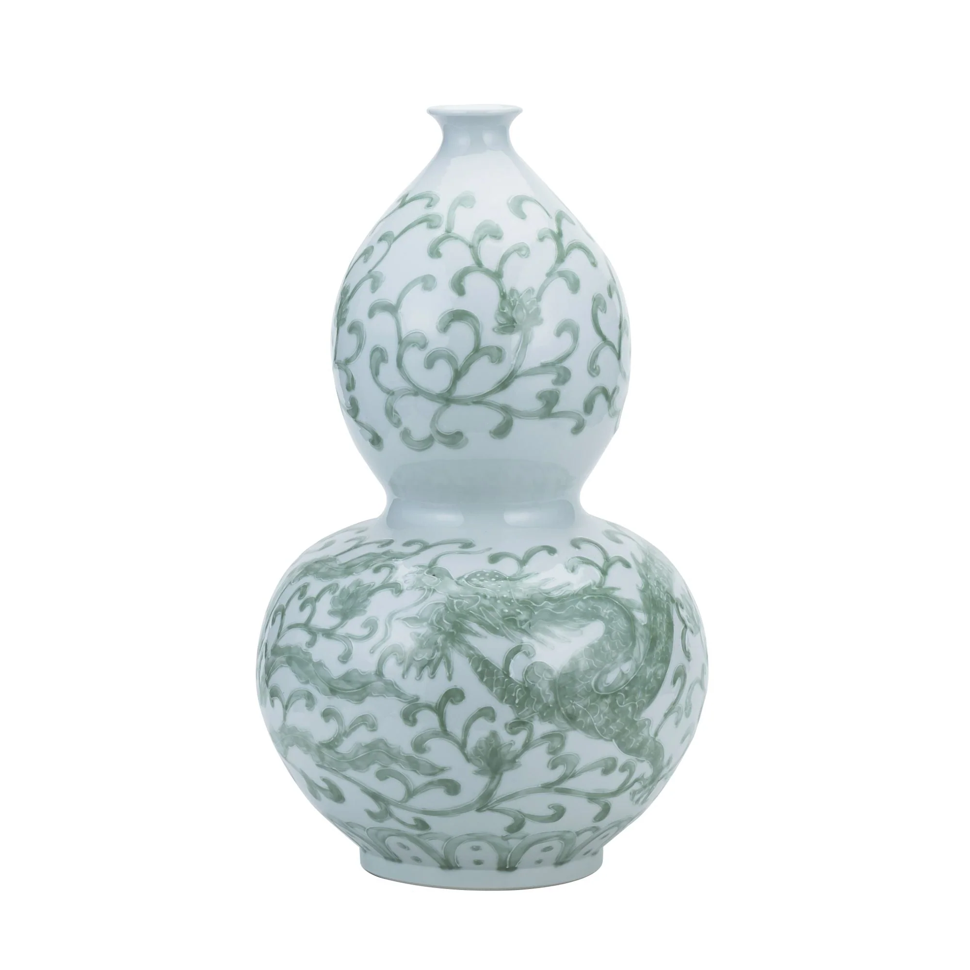 Legend of Asia Celadon Dragon Lotus Gourd Vase