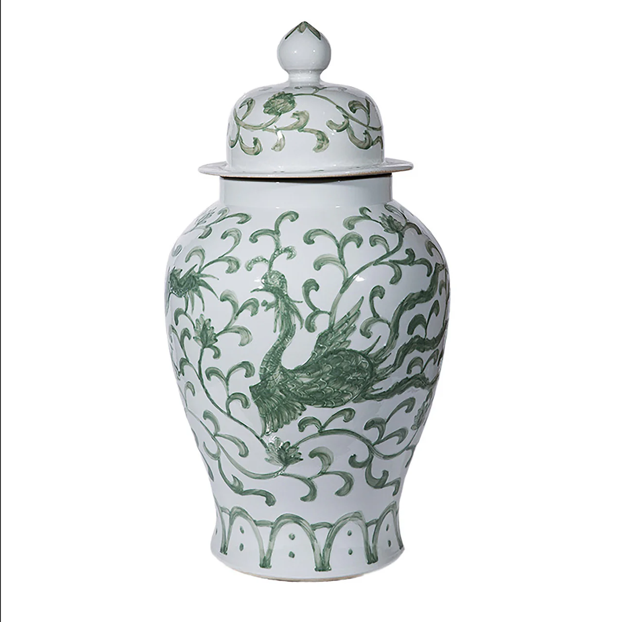 Legend of Asia Celadon Dragon Lotus Temple Jar - Image 2