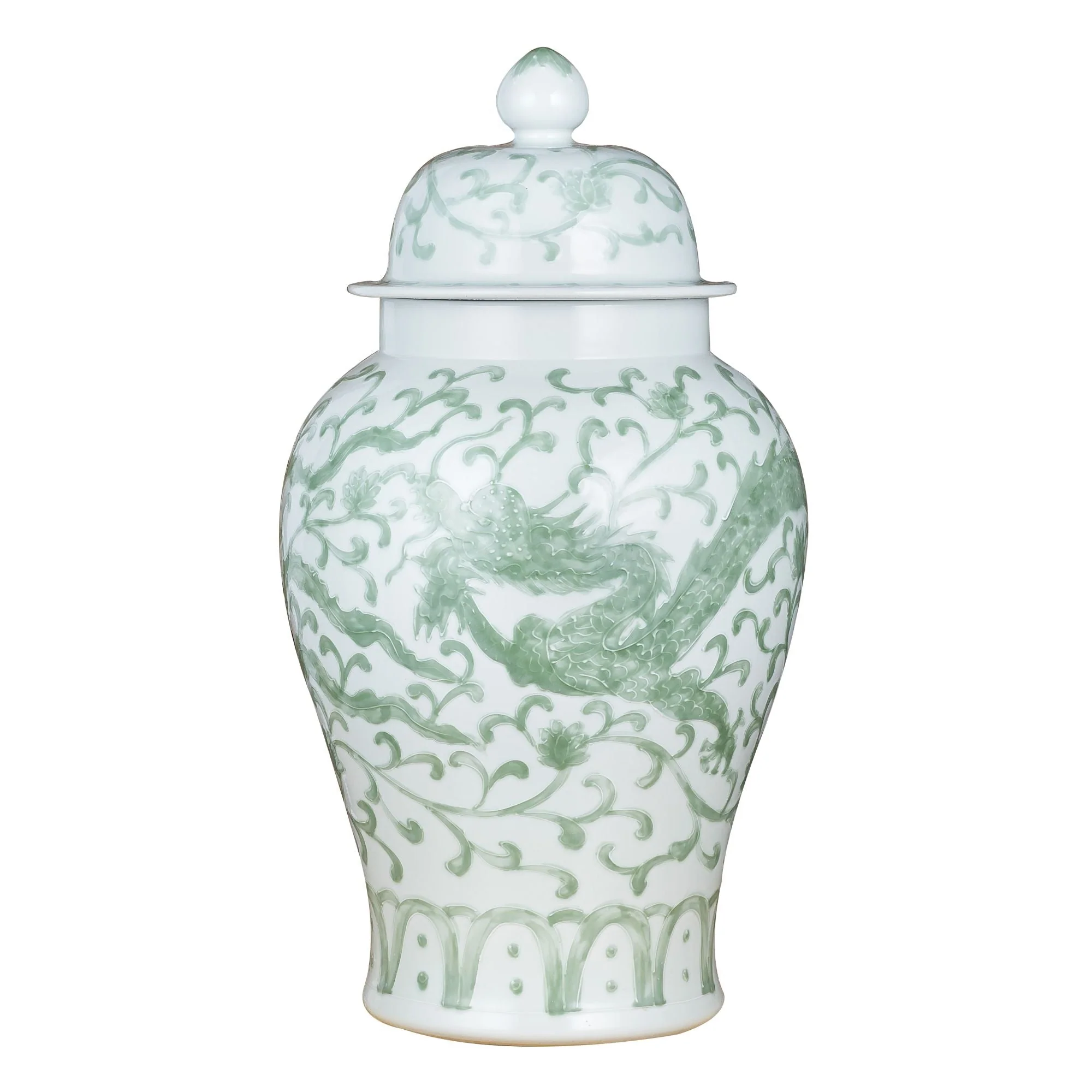 Legend of Asia Celadon Dragon Lotus Temple Jar - Large