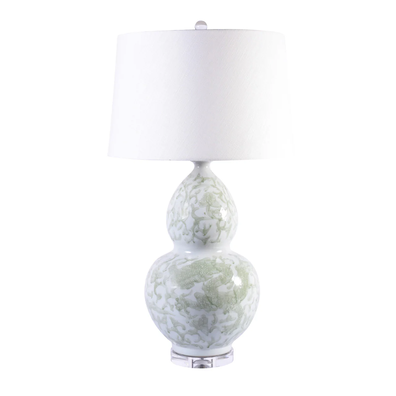 Legend of Asia Celadon Lotus Dragon Gourd Lamp