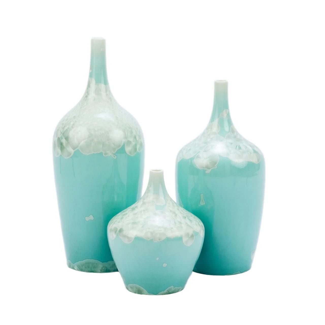 Legend of Asia Contemporary Green Crystal Shell Vases - Set of 3