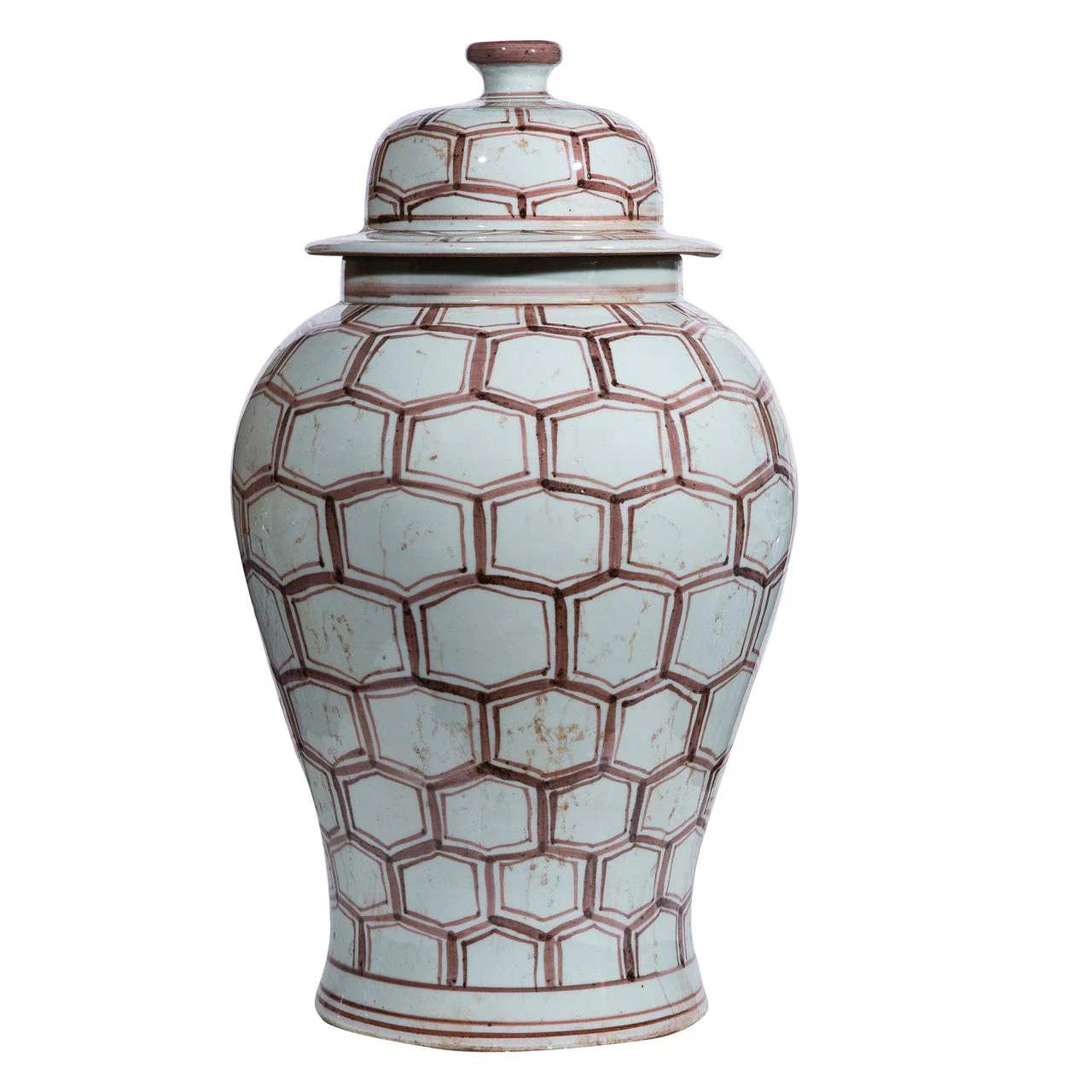 Legend of Asia Copper Red Honeycomb Temple Jar