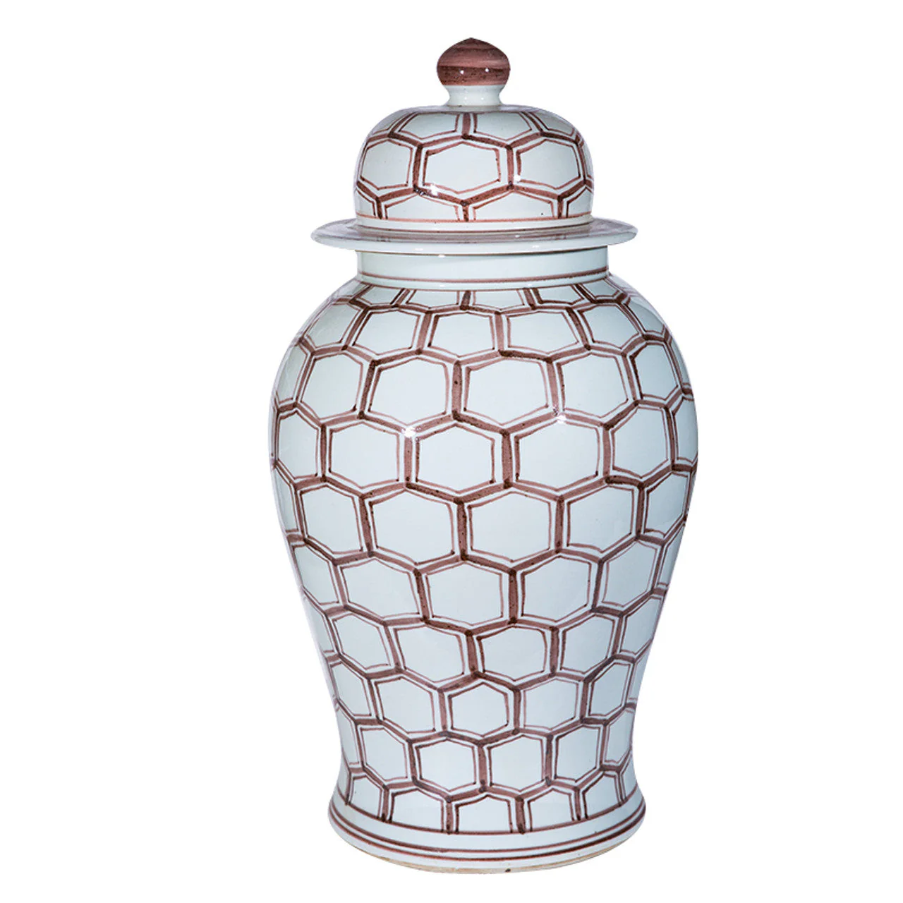 Legend of Asia Copper Red Honeycomb Temple Jar - Image 2