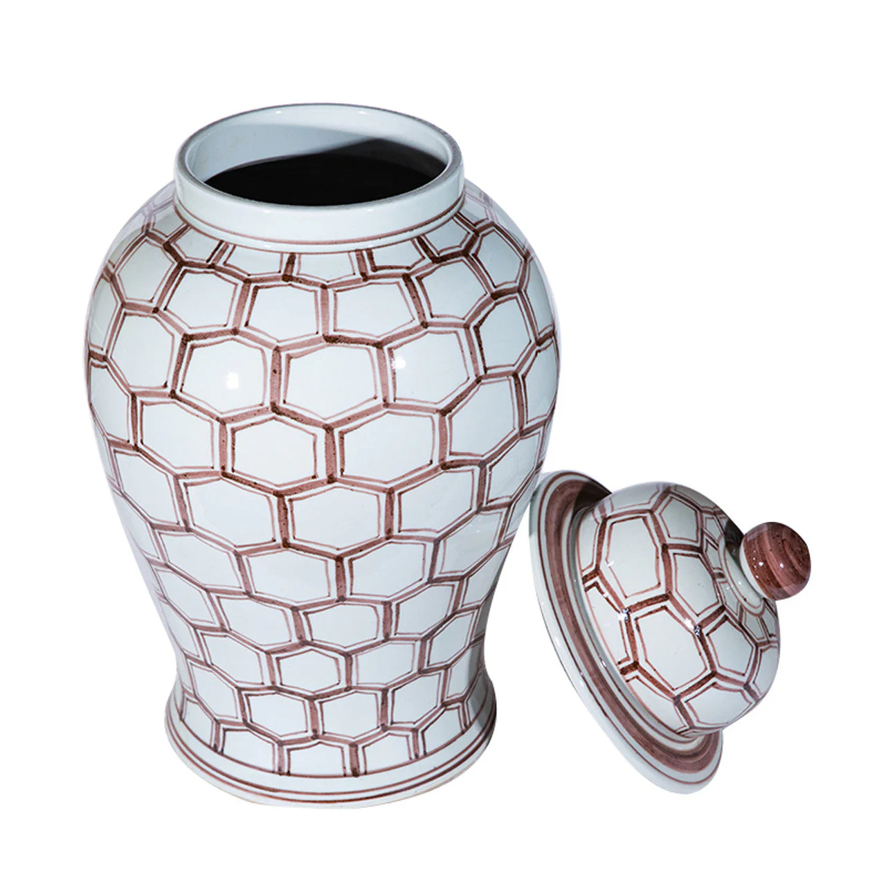Legend of Asia Copper Red Honeycomb Temple Jar - Image 3