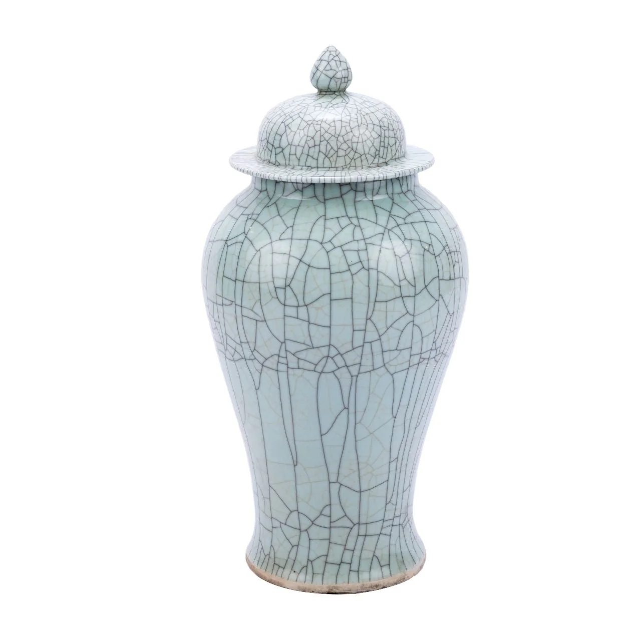 Legend of Asia Crackle Celadon Temple Jar - L