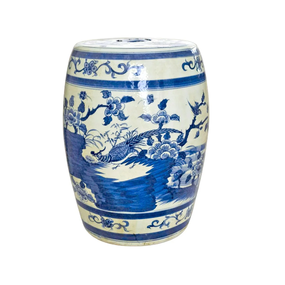 Legend of Asia Dali Blue & White Flower Bird Porcelain Garden Stool