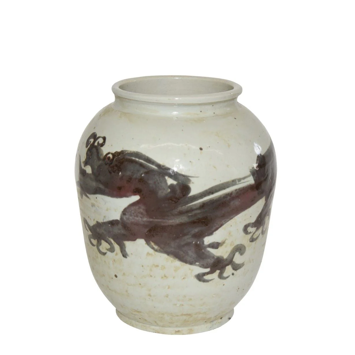 Legend of Asia Dark Brown Squash Vase Dragon Motif