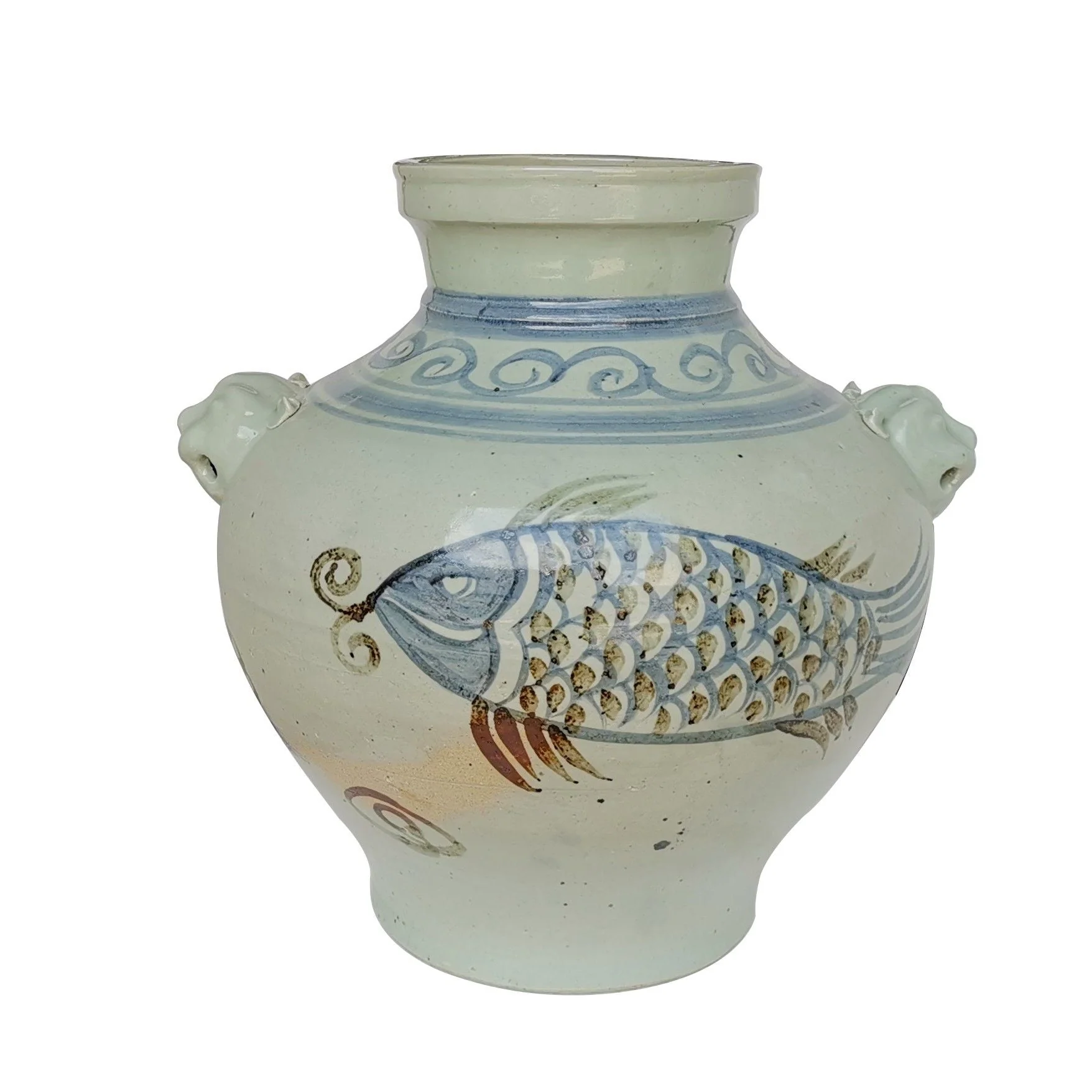 Legend of Asia Double Lion Handle Fish Jar Medium