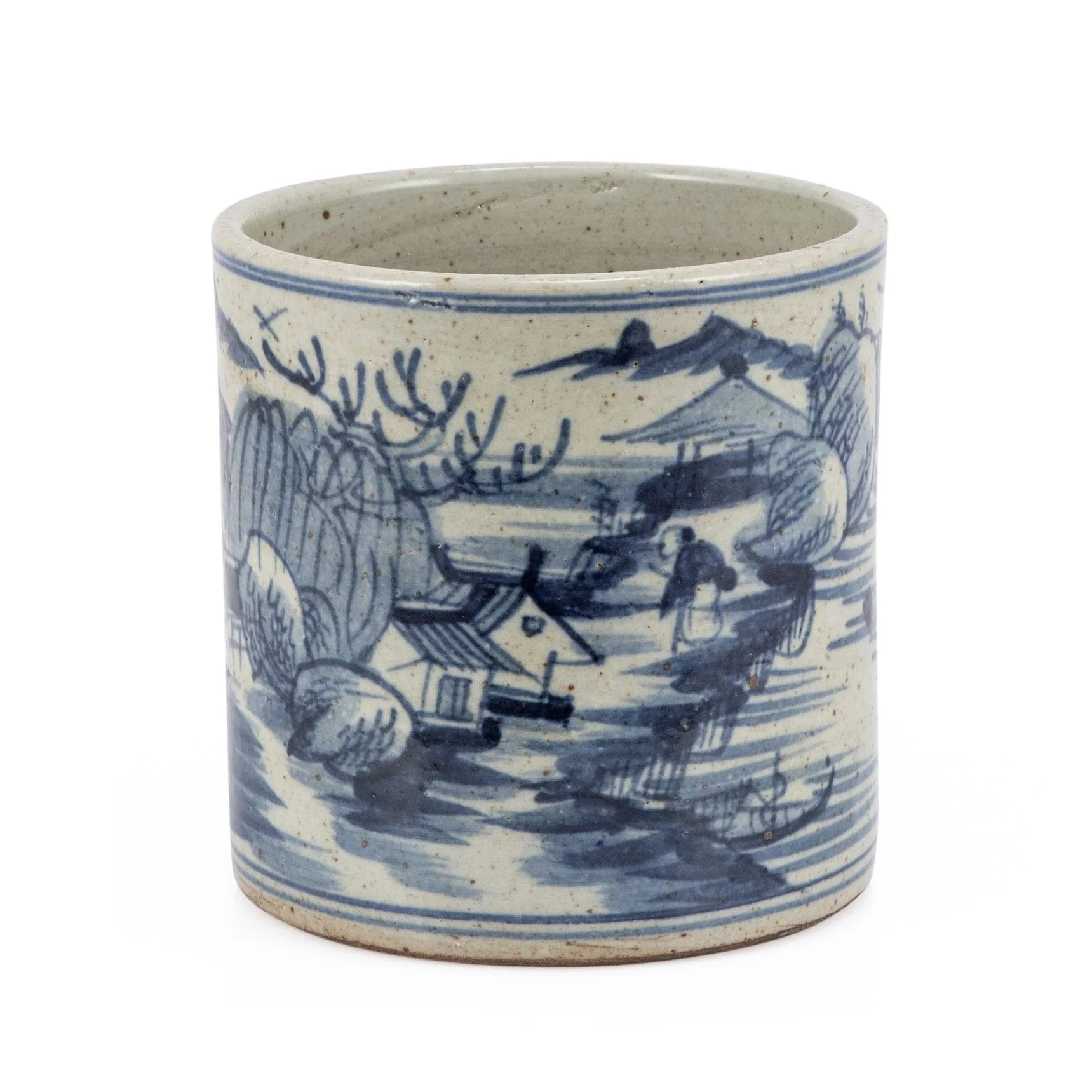 Legend of Asia Dynasty Blue And White Orchid Pot Landscape Motif