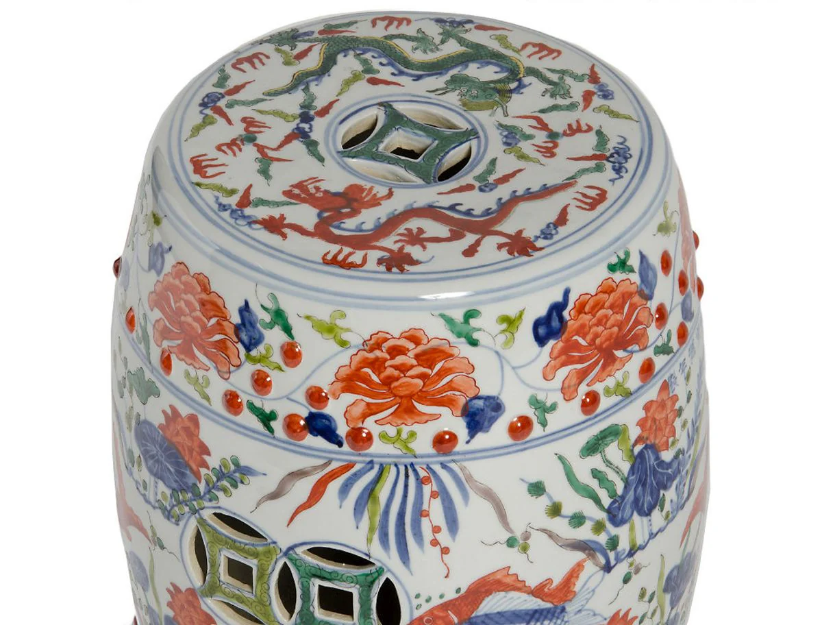 Legend of Asia Famille Verte Garden Stool W/ Fish Motif - Image 2