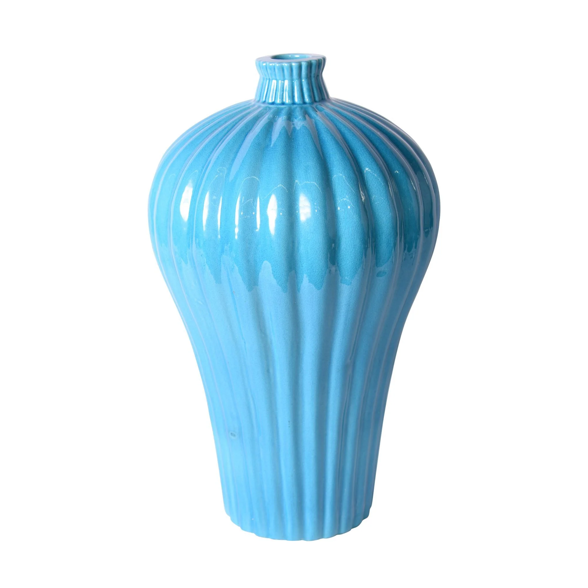 Legend of Asia Fluted Plum Vase - Turquoise