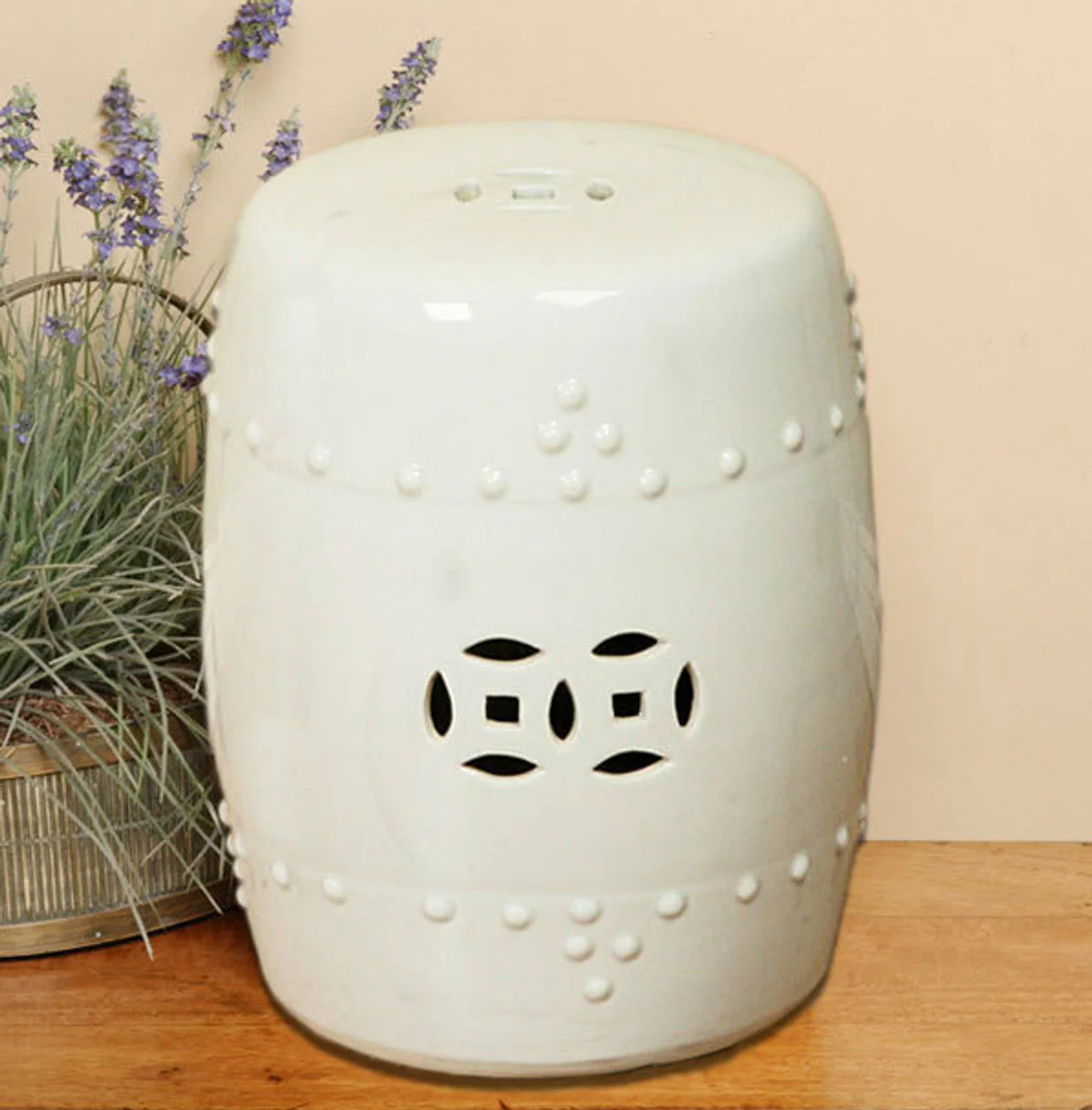 Legend of Asia Garden Stool Extra Large - White - Image 2