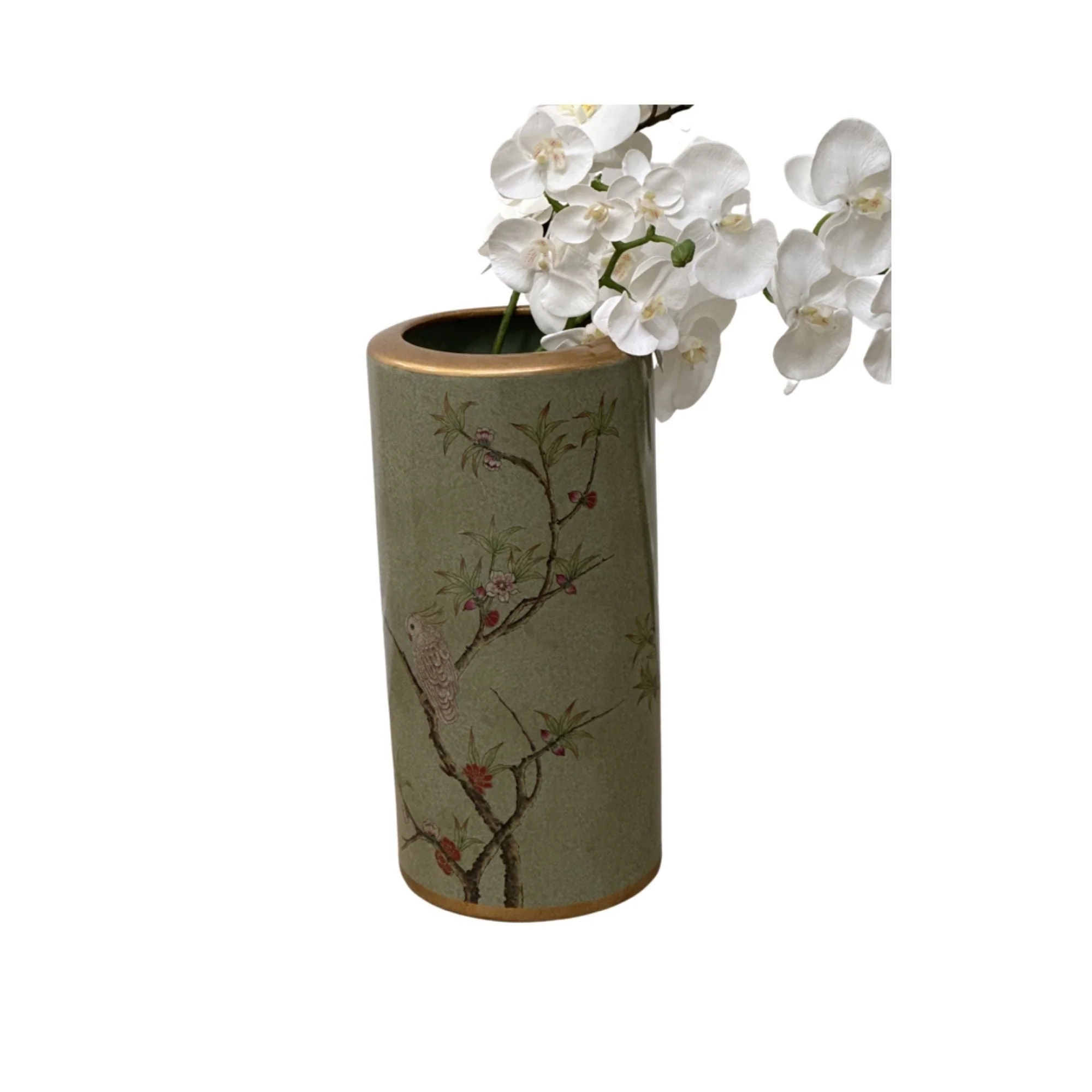Legend of Asia Green Gilt Parrot Umbrella Stand