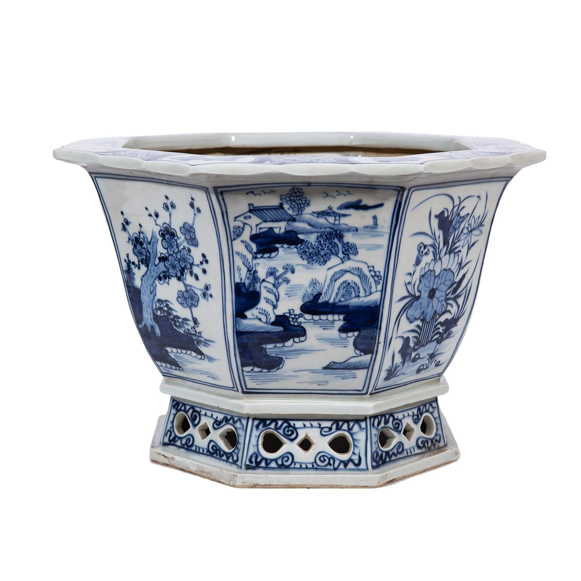 Legend of Asia Handmade Octagonal Planter Landscape Floral