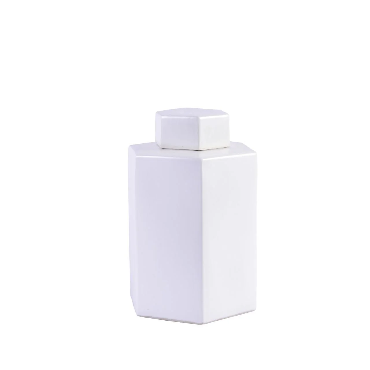 Legend of Asia Hex Tea Jar 11H - White