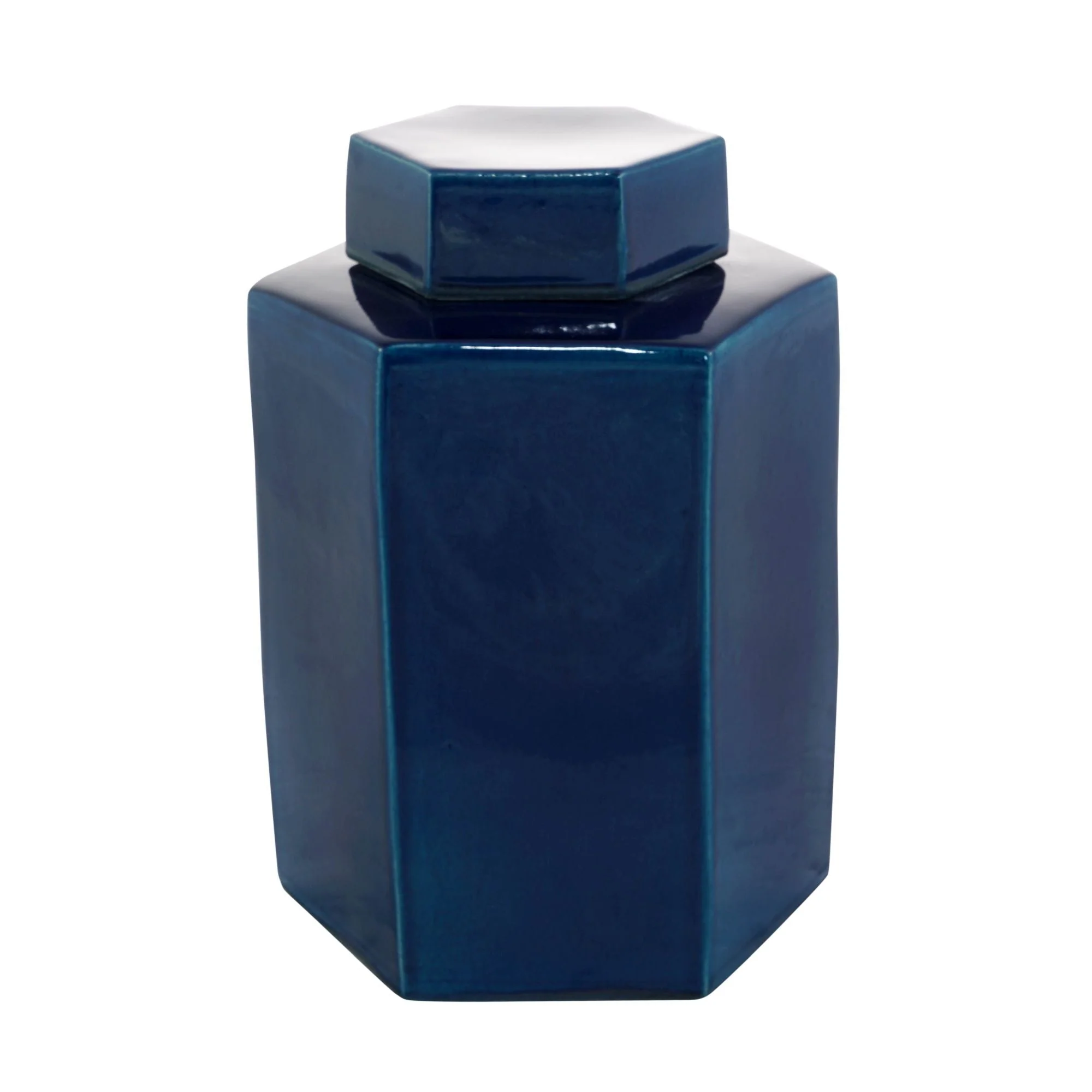 Legend of Asia Hex Tea Jar 14H - Turquoise