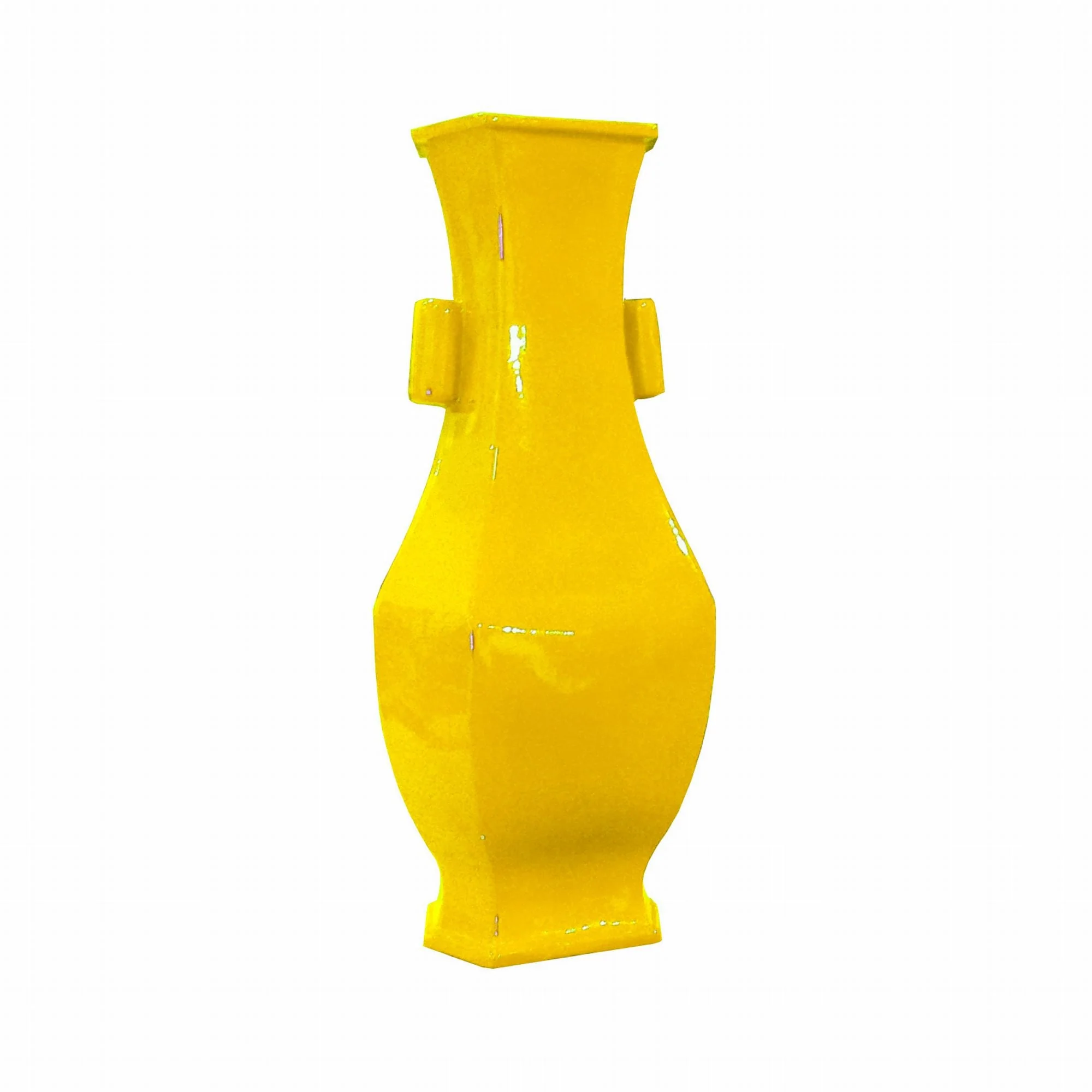 Legend of Asia Hex Vase Wide Lip Yellow