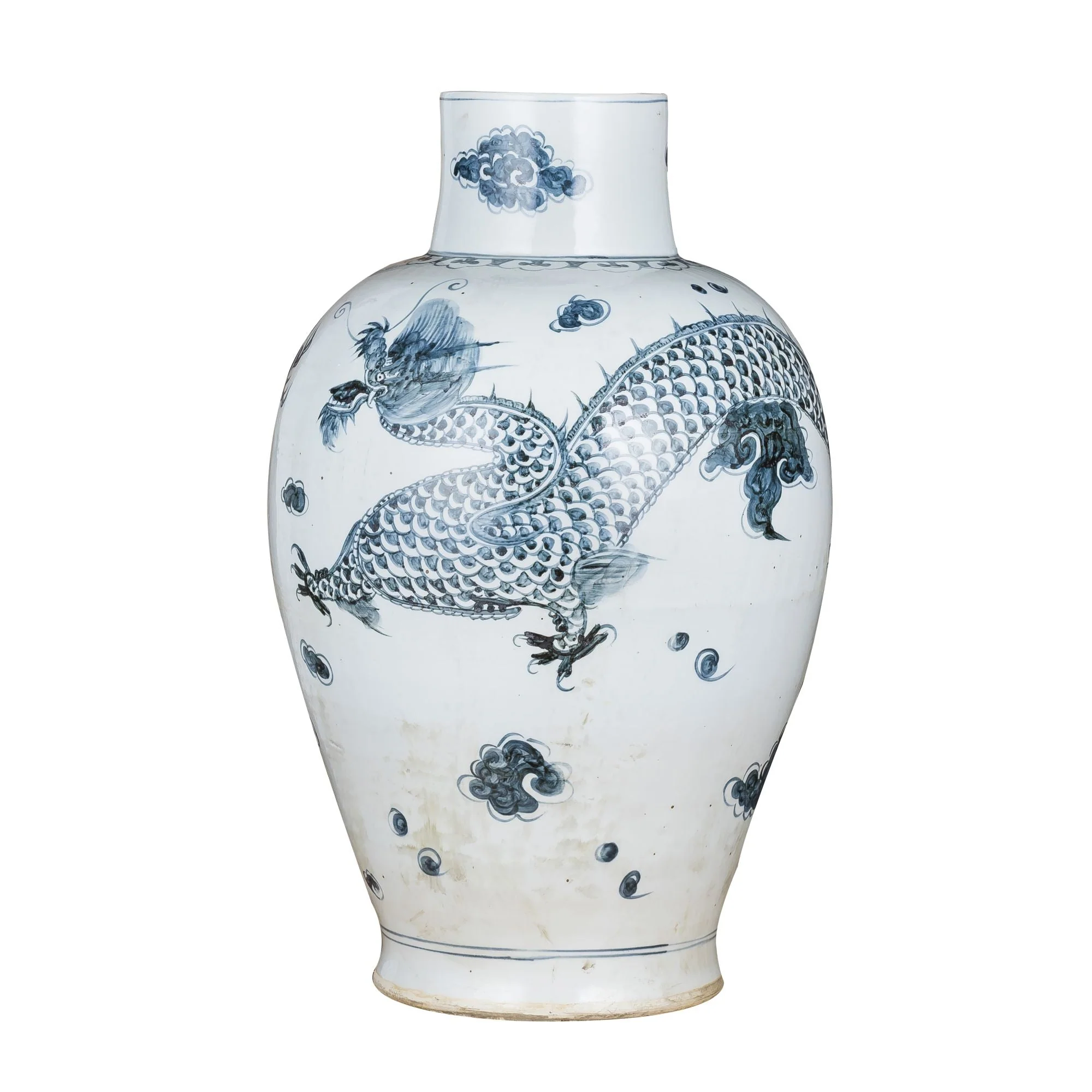 Legend of Asia Indigo Baluster Vase Dragon Motif