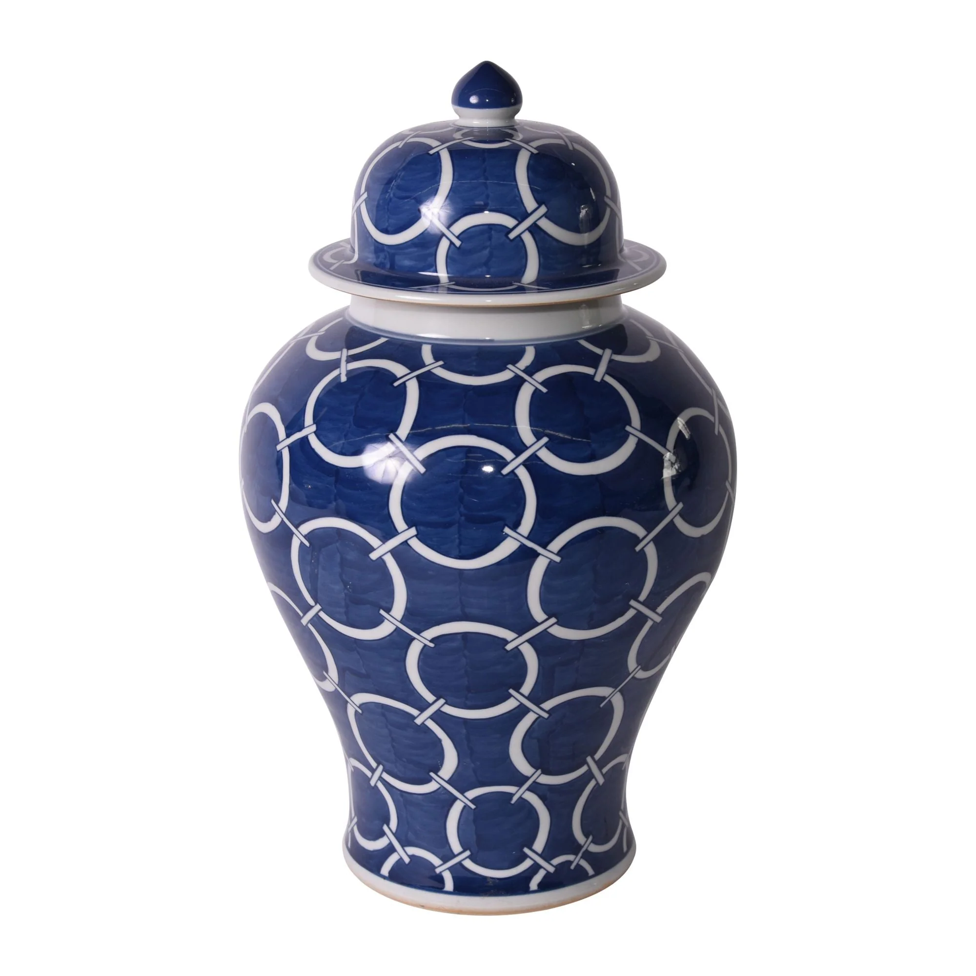 Legend of Asia Indigo Blue Circle Temple Jar