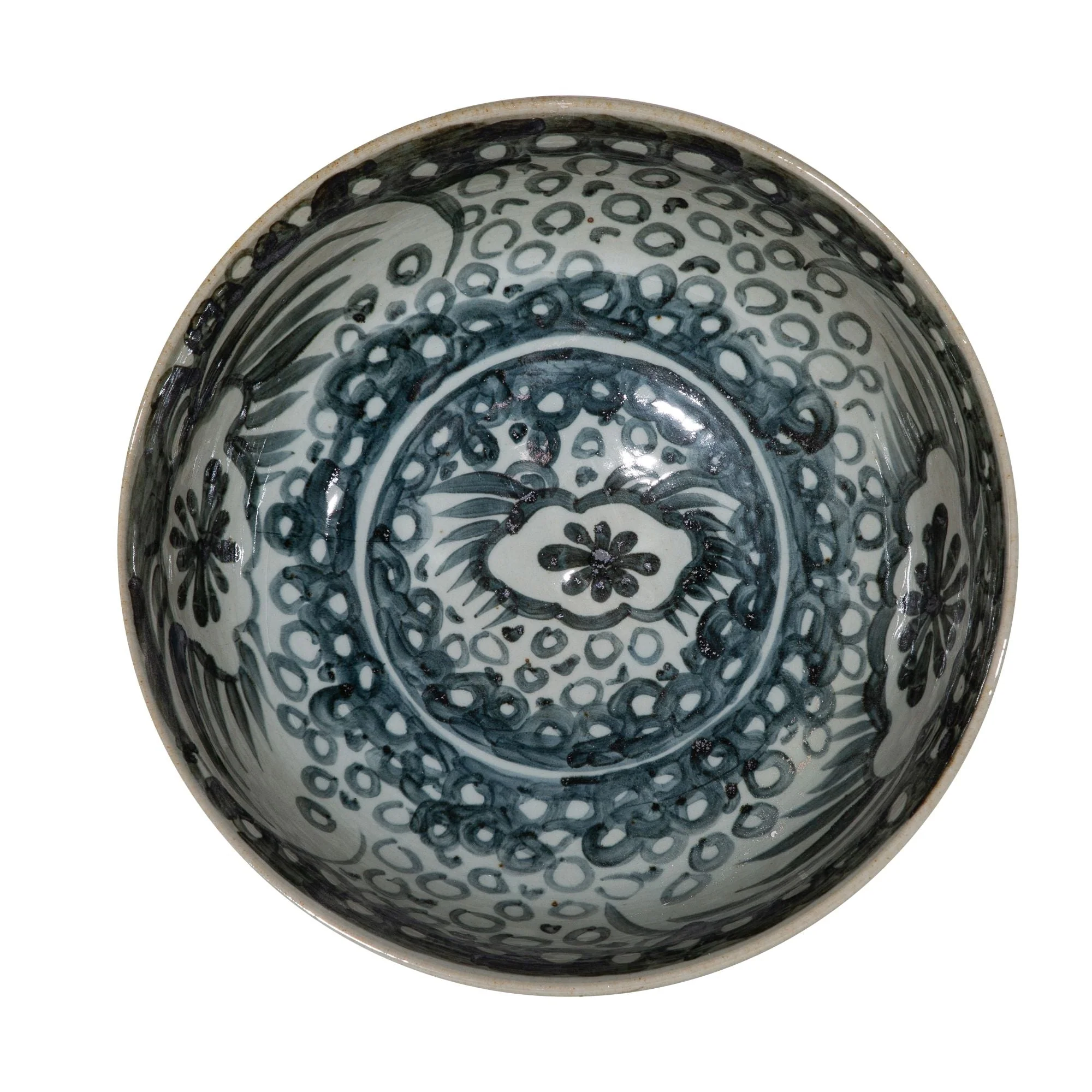 Legend of Asia Indigo Blue Sea Flower Serving Bowl Tall Base - Image 4