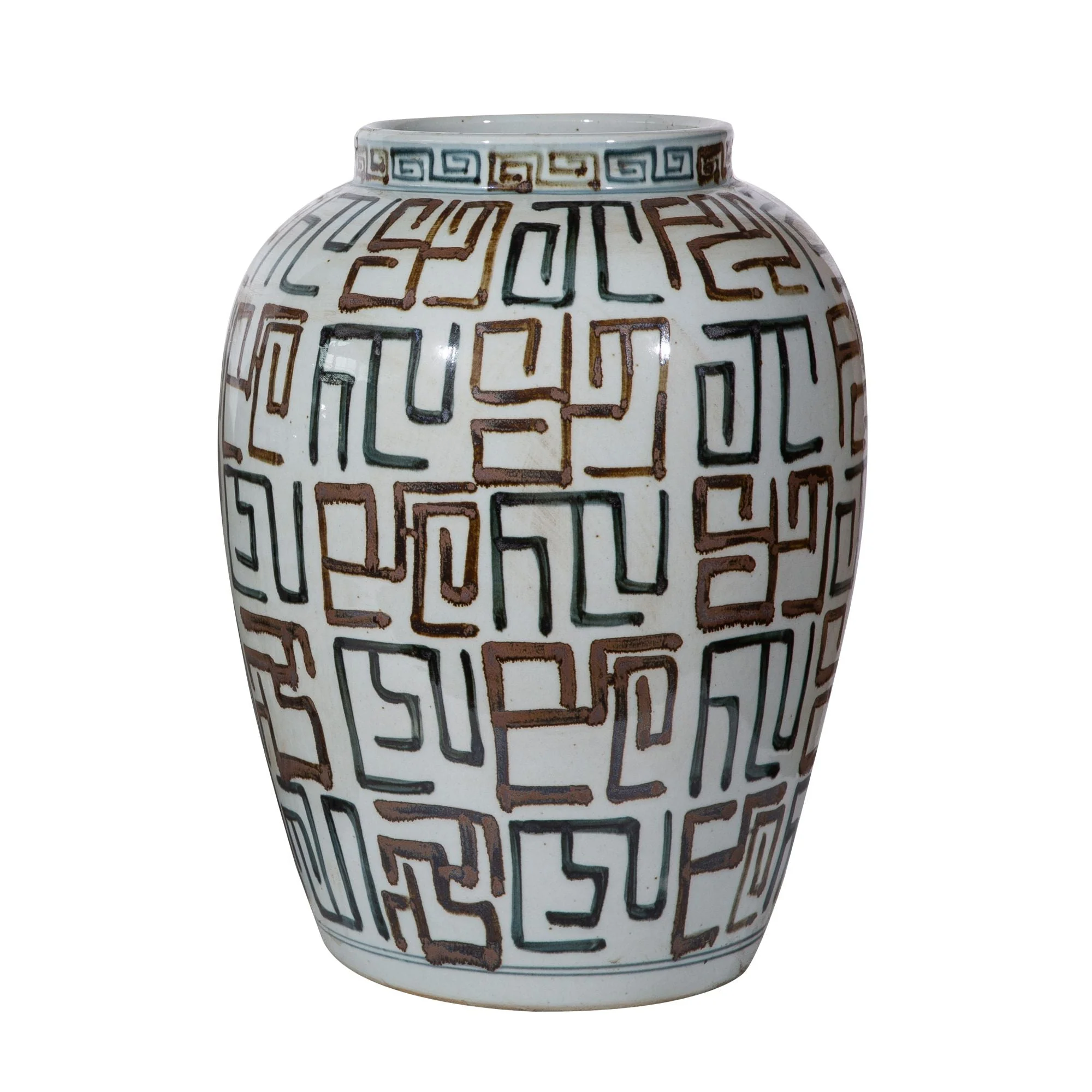 Legend of Asia Indigo Brown Maze Jar