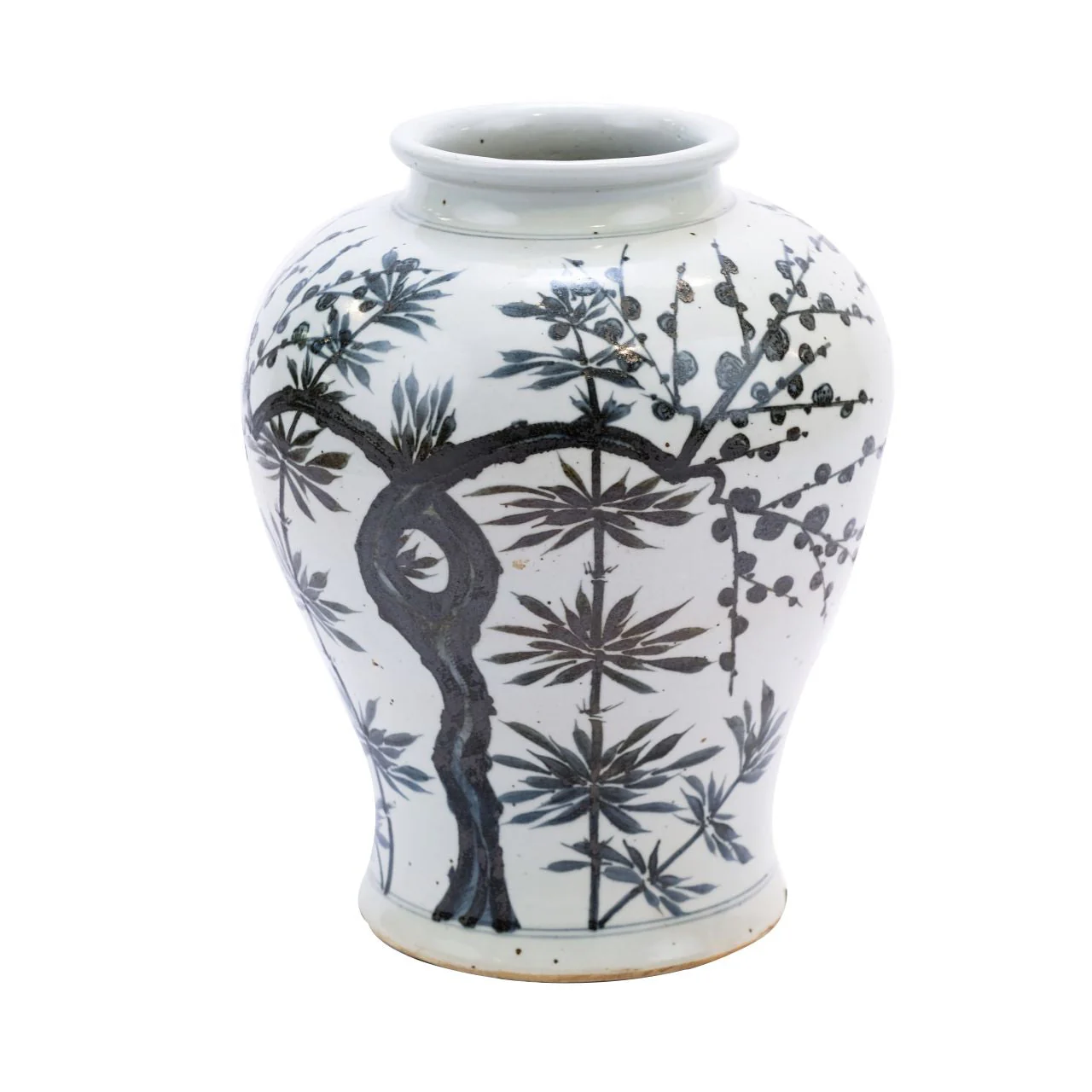 Legend of Asia Indigo Flaring Rim Dynasty Jar Bamboo Motif