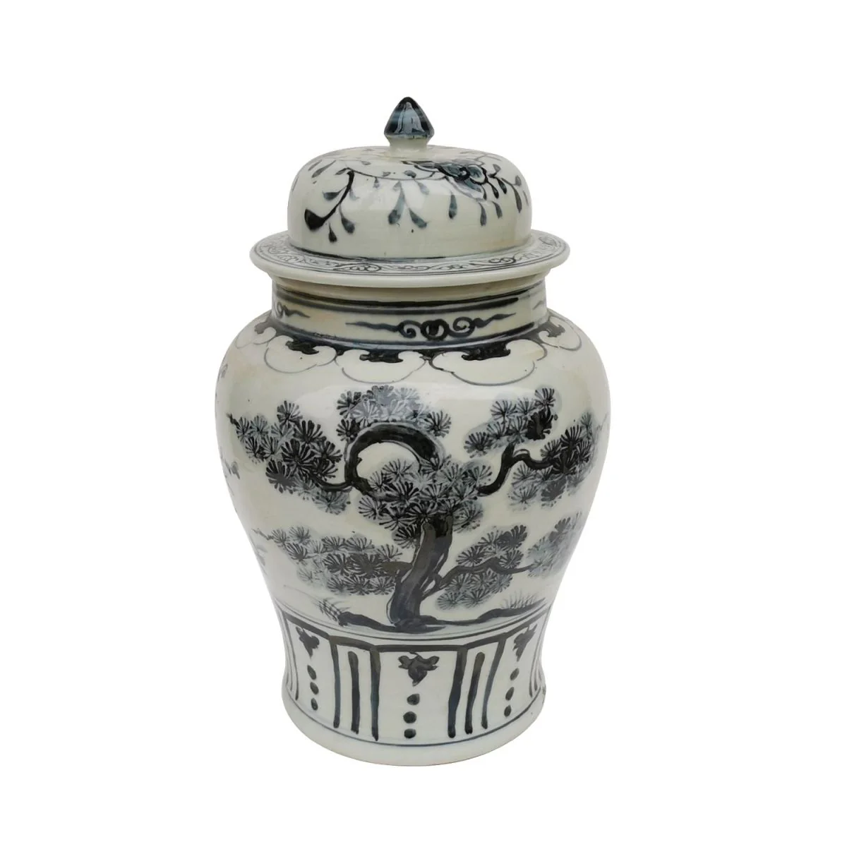 Legend of Asia Indigo Plants Motif Porcelain Temple Jar Lamp Acrylic Base - S