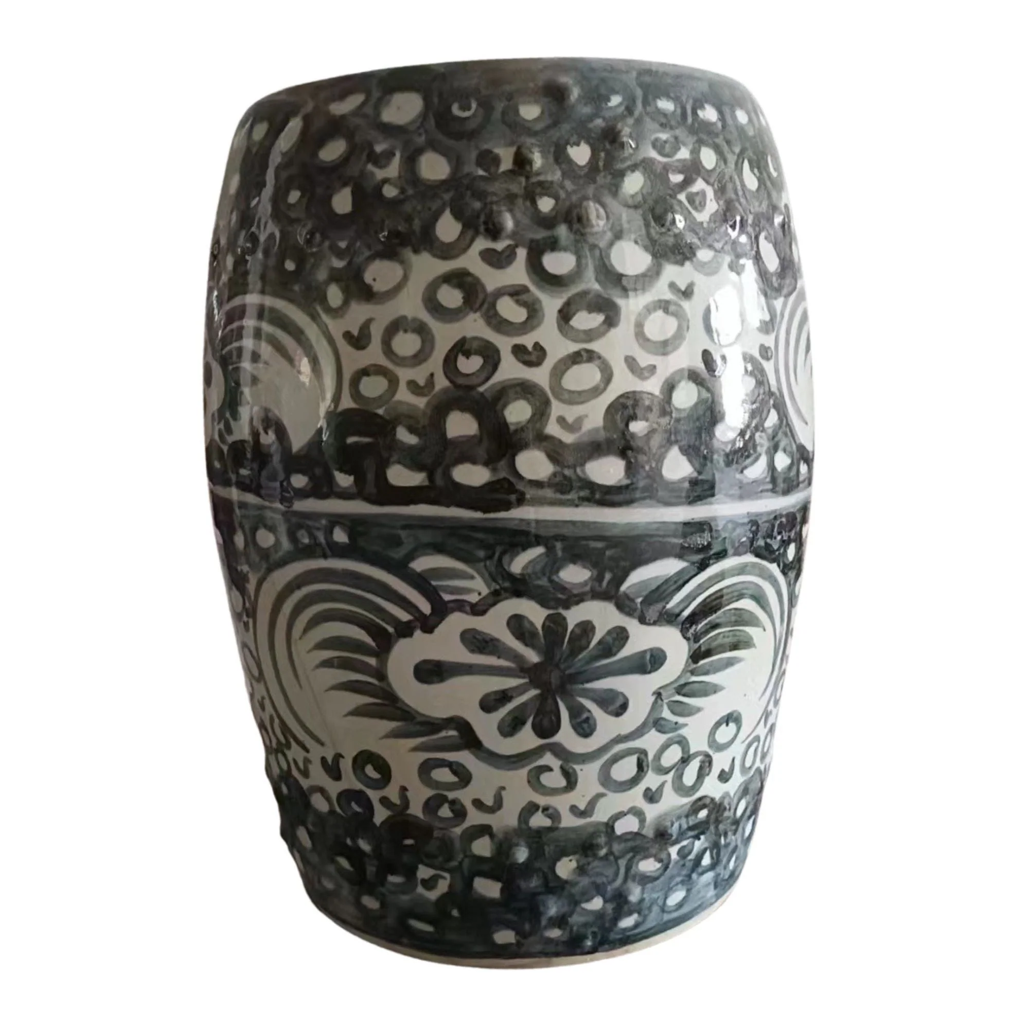 Legend of Asia Indigo Sea Flower Garden Stool