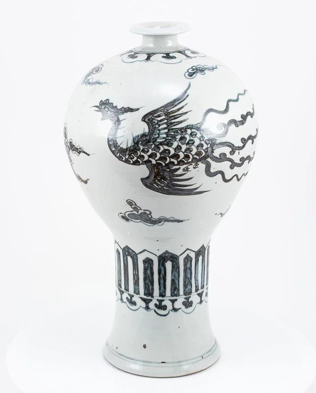 Legend of Asia Indigo Tall Dragon Phoenix Vase