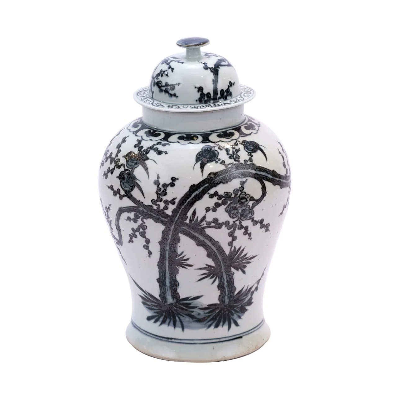 Legend of Asia Indigo Temple Jar Magpie On Treetop