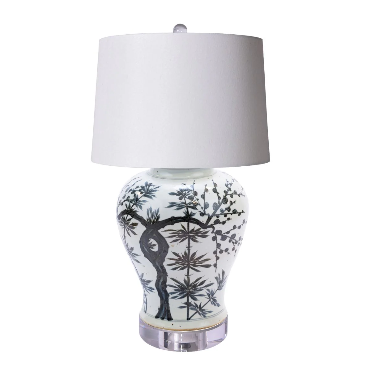 Legend of Asia Indigo Yuan Dynasty Bamboo Flaring Rim Jar Table Lamp