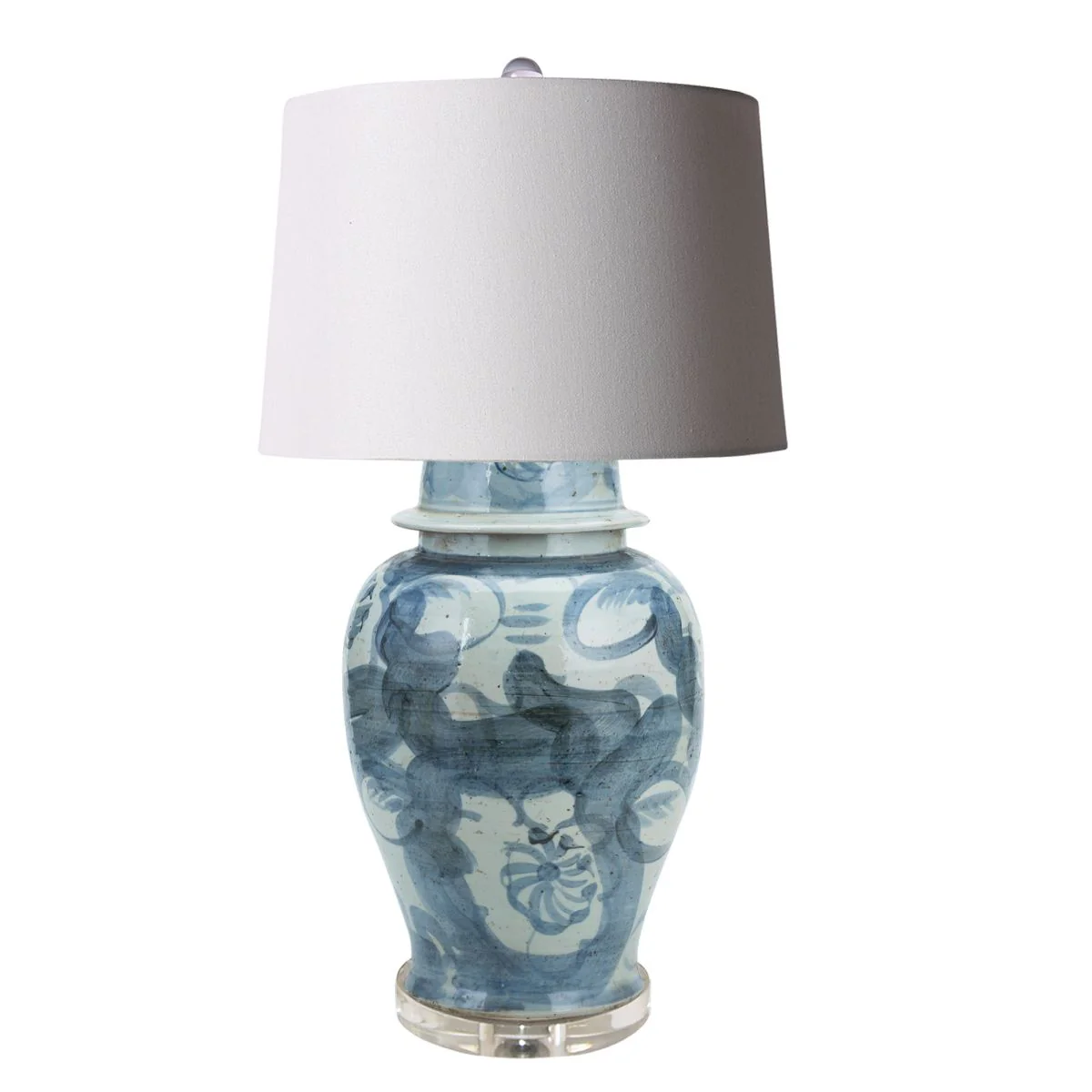 Legend of Asia Lamp Of Indigo Sea Flower Temple Jar