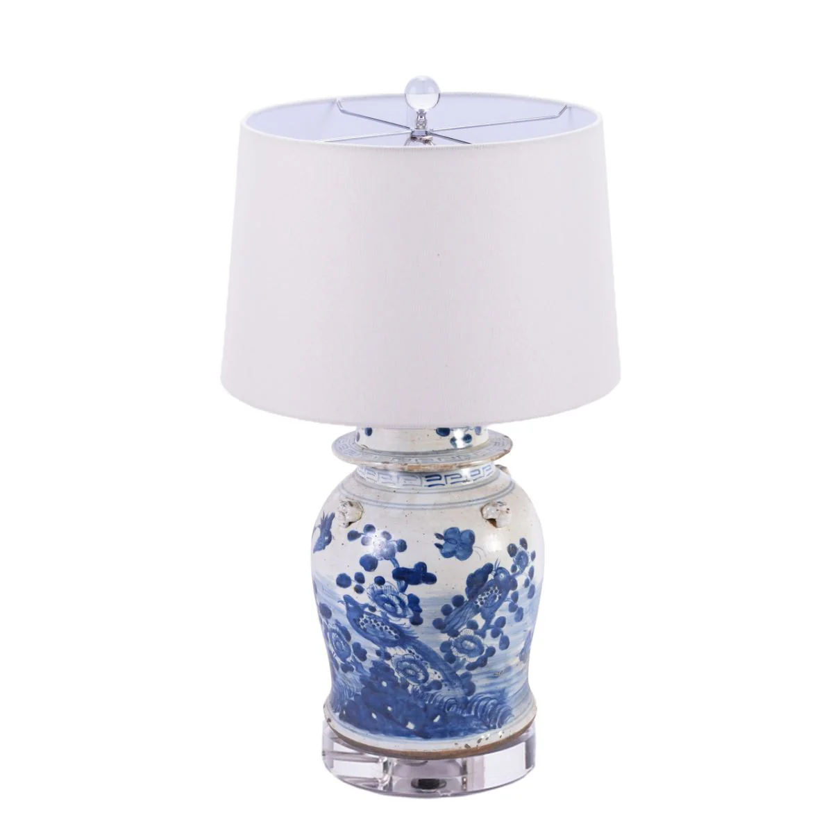 Legend of Asia Lamp Vintage Flower Bird Jar Acrylic Base
