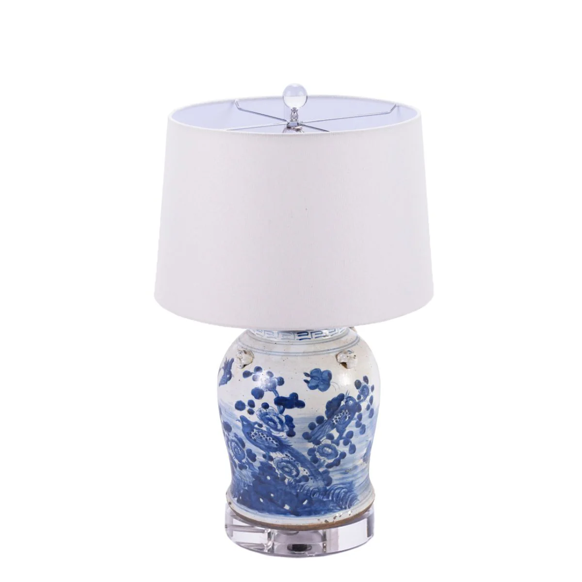 Legend of Asia Lamp Vintage Flower Bird Jar Acrylic Cap Acrylic Base