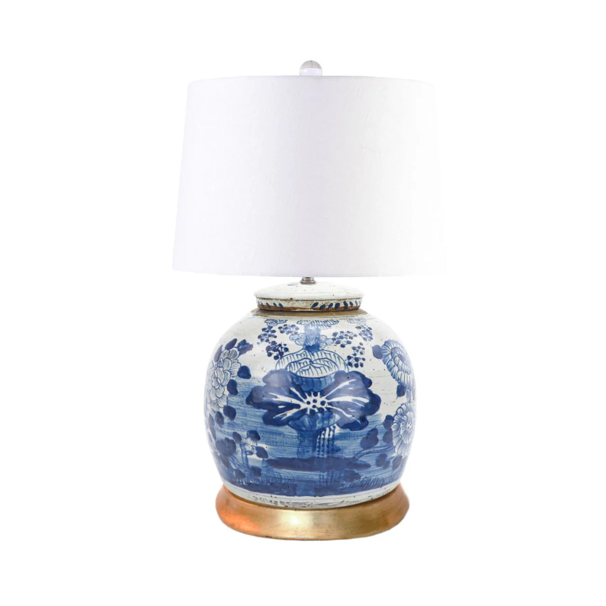 Legend of Asia Lamp Vintage Large Ming Jar Four Season Goldleaf Base