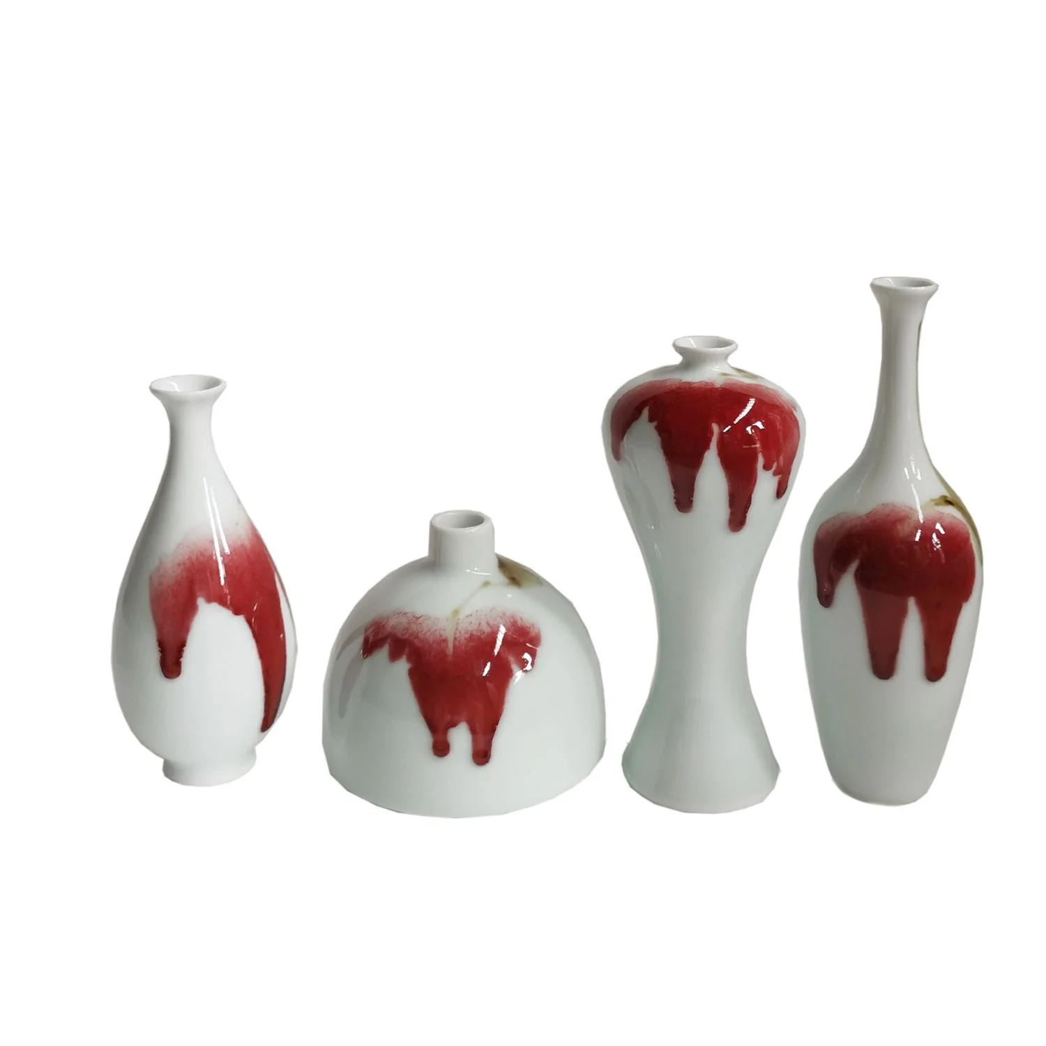 Legend of Asia Lang Red Set of 4 Bud Vases