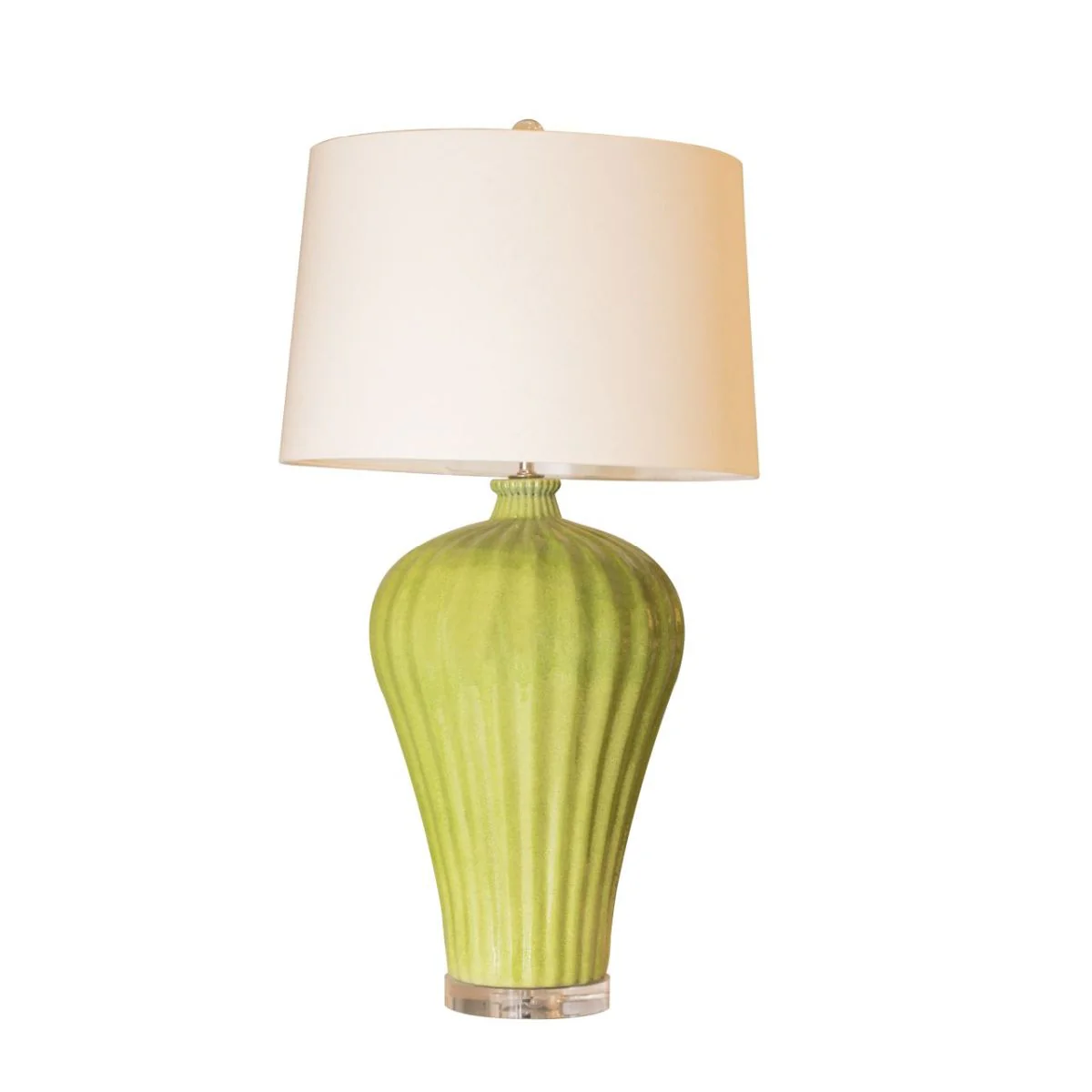 Legend of Asia Lime Green Lamp Fluted Plum Vase Shape