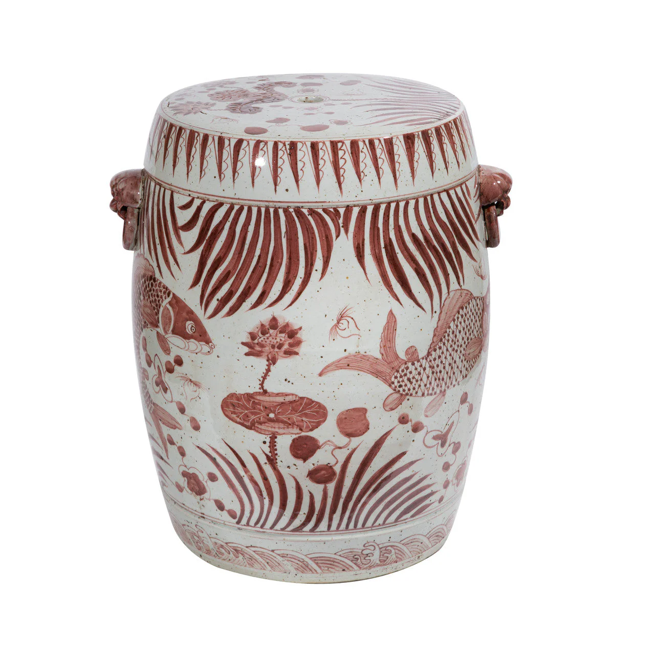 Legend of Asia Maroon Red Garden Stool Fish Motif - Image 3
