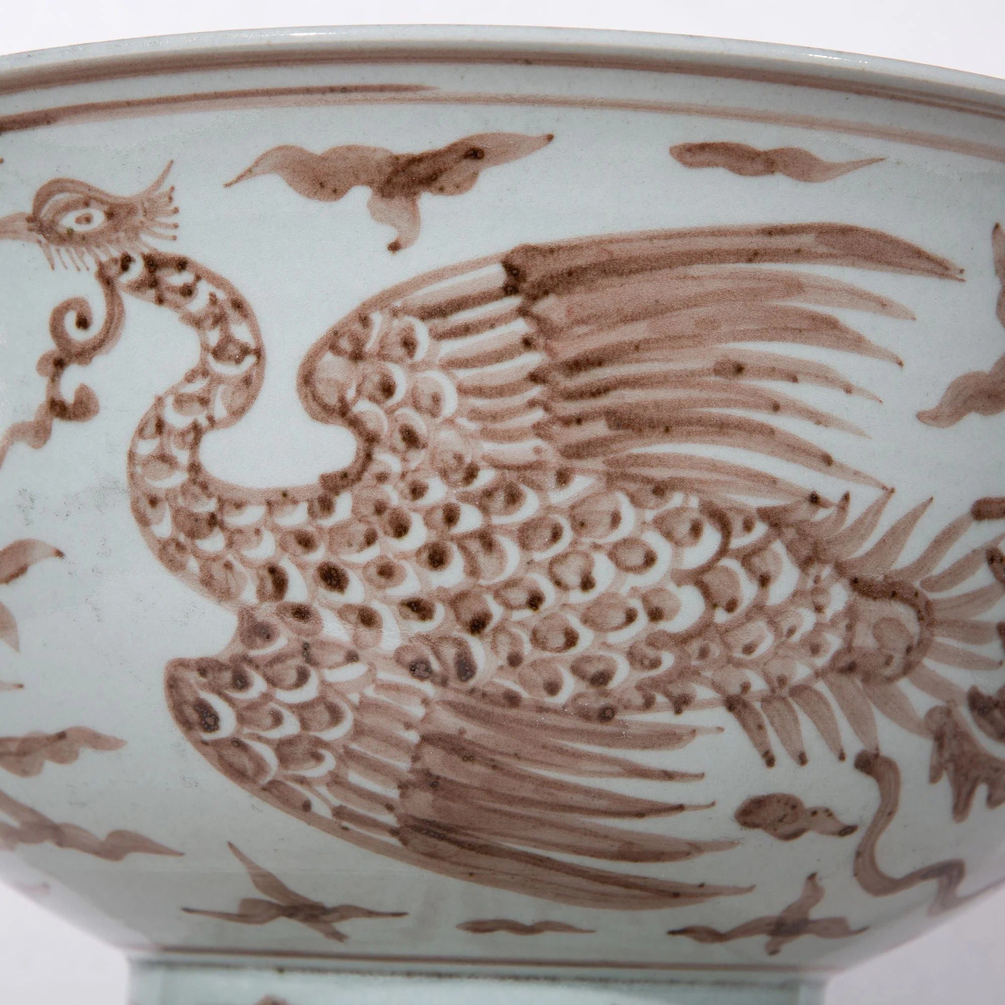 Legend of Asia Maroon Red Pheonix Mortif Serving Bowl Tall Base - Image 3