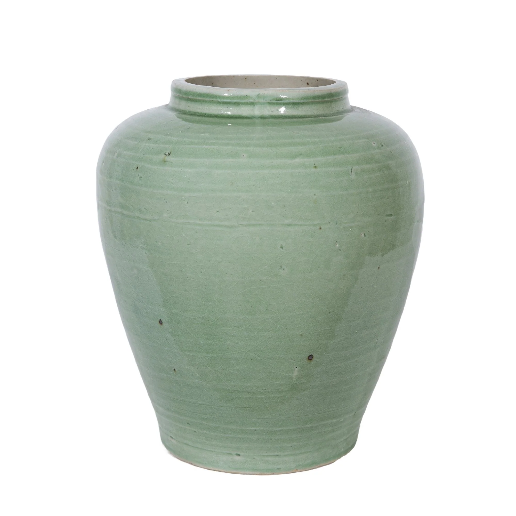 Legend of Asia Mint Green Crackle Wide Shoulder Jar