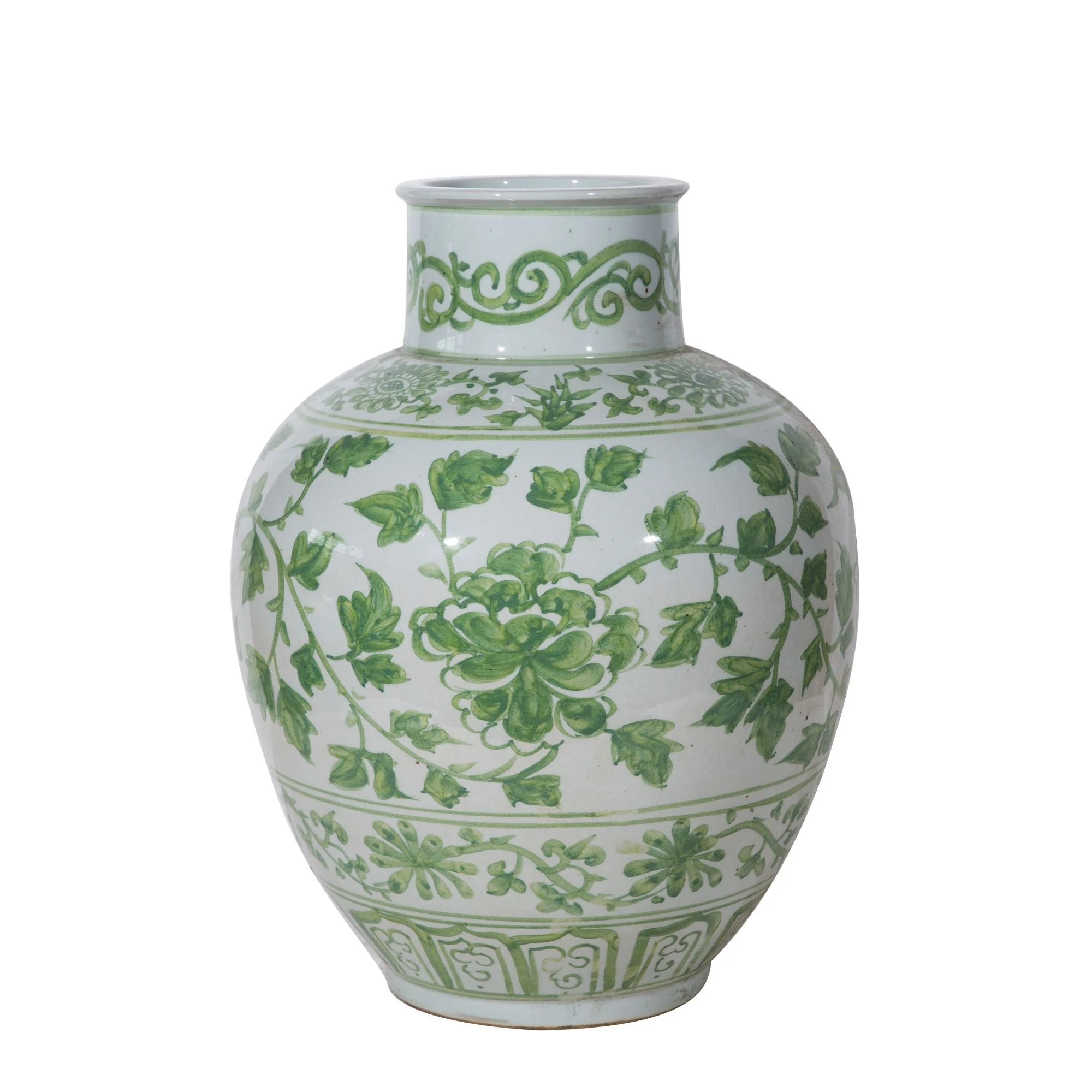 Legend of Asia Mint Green Peony Porcelain Open Top Jar