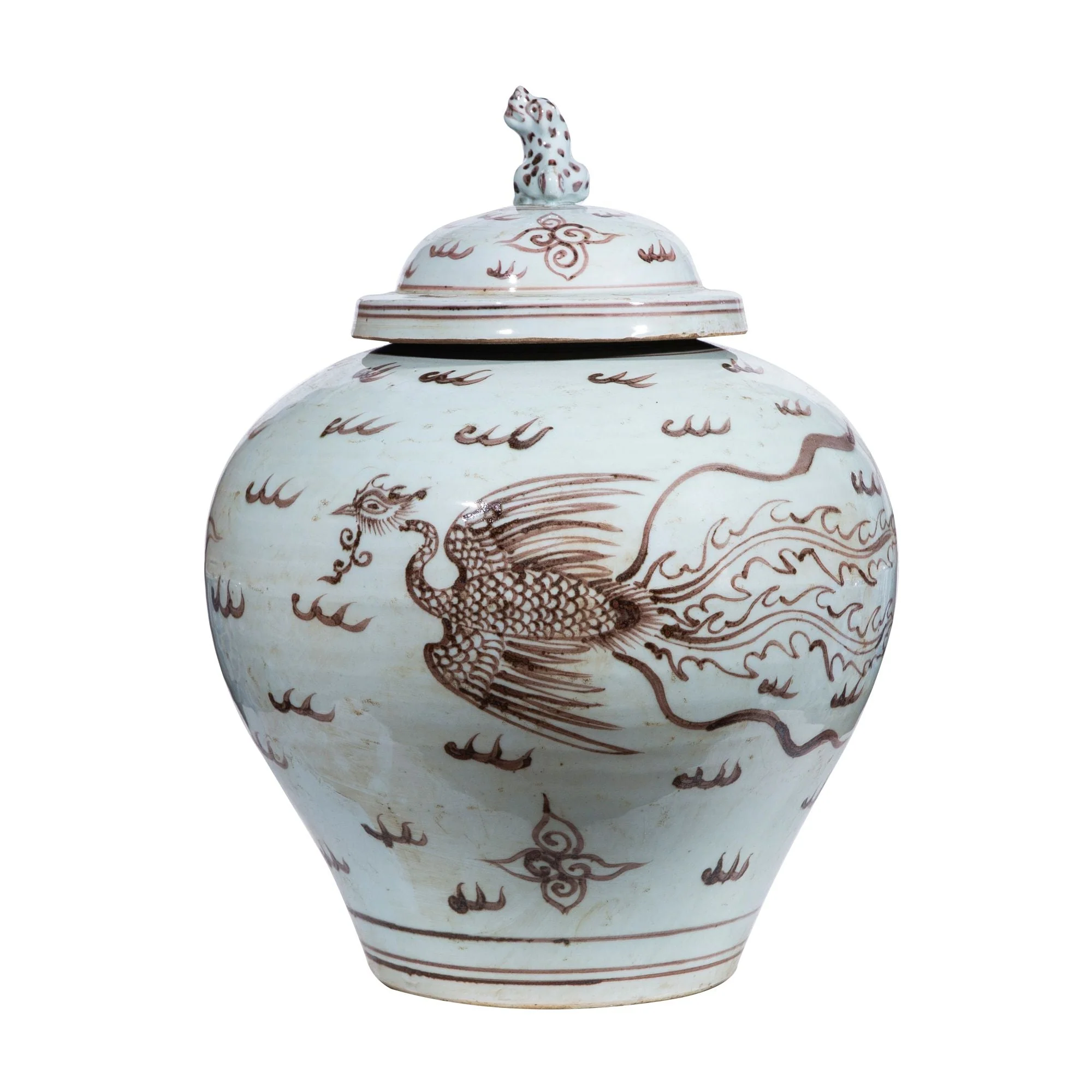 Legend of Asia Moka Lion Lid Jar Phoenix Motif