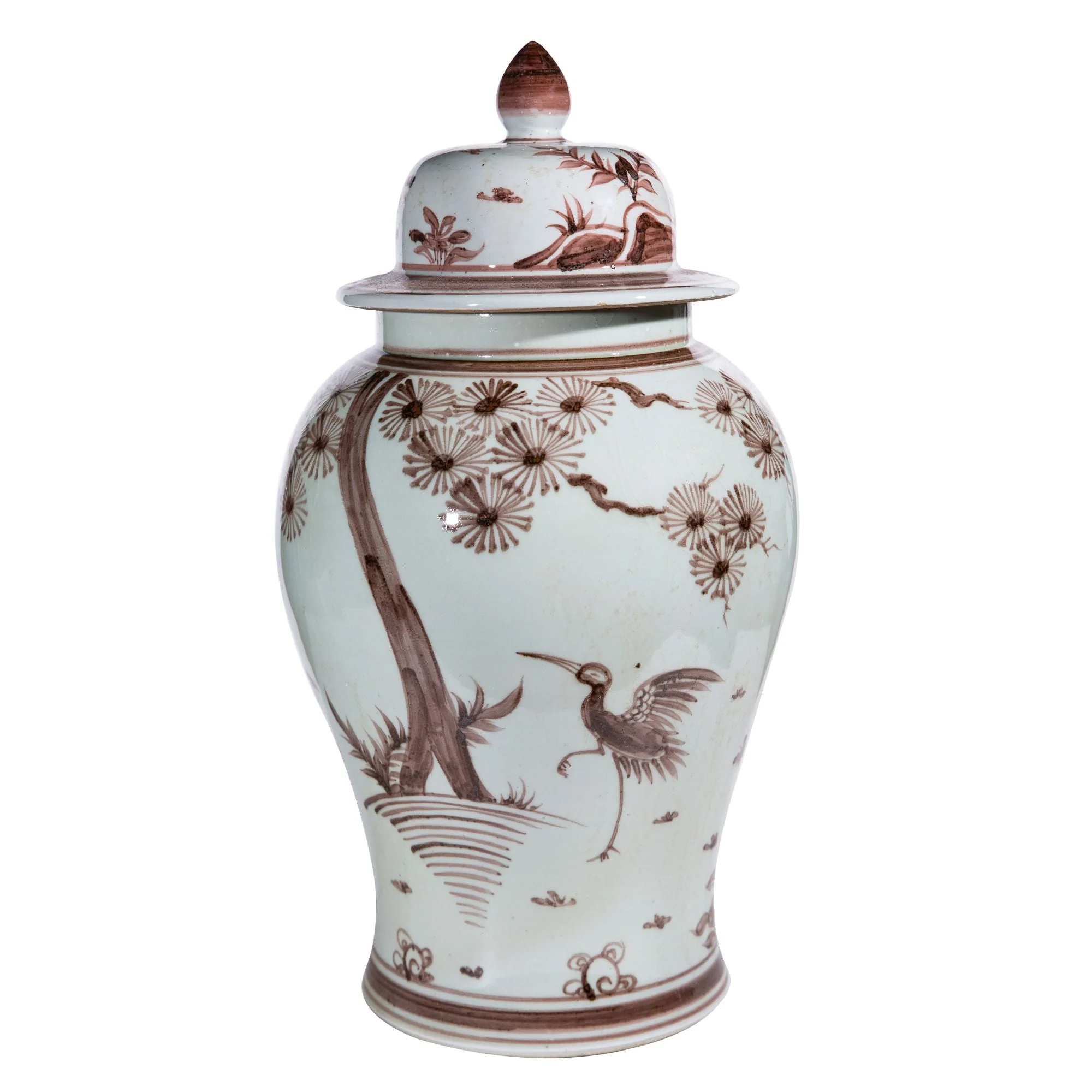 Legend of Asia Moka Temple Jar Pine Crane Motif