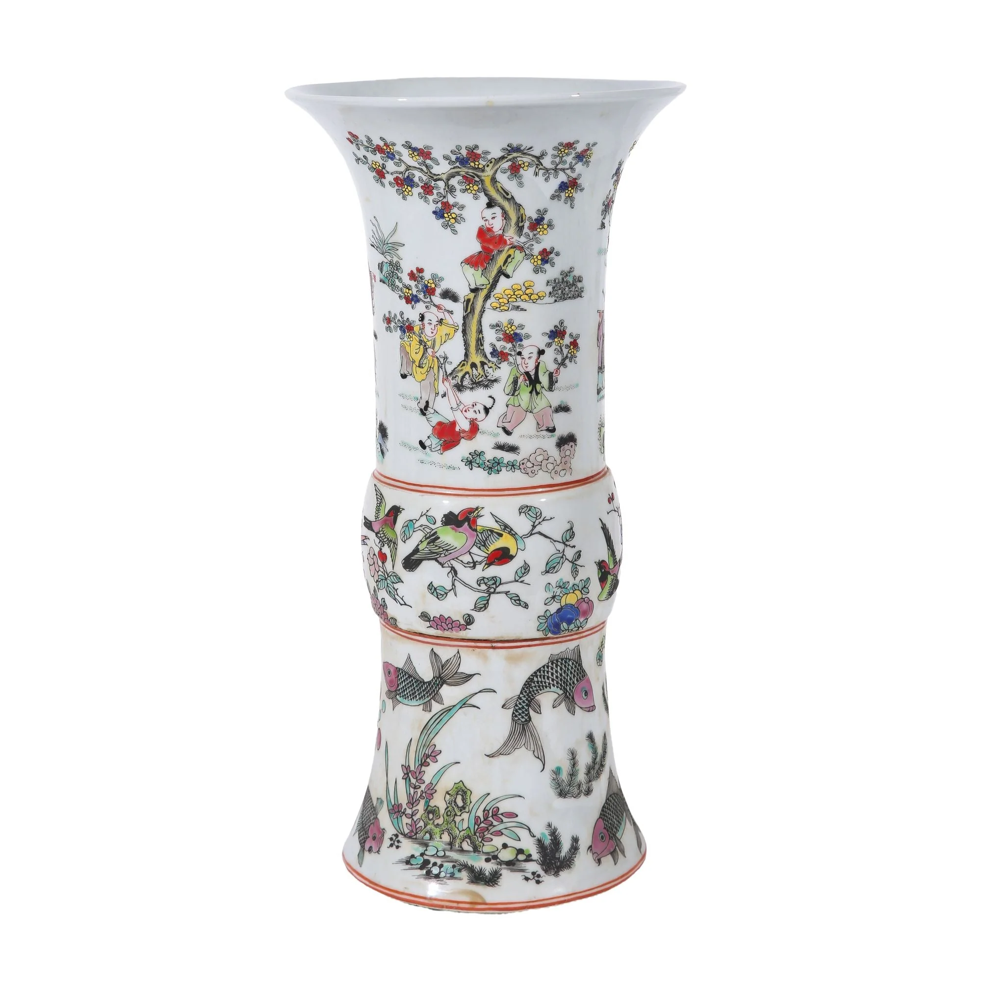 Legend of Asia Multi-Colored Kid Bird And Fish Vase